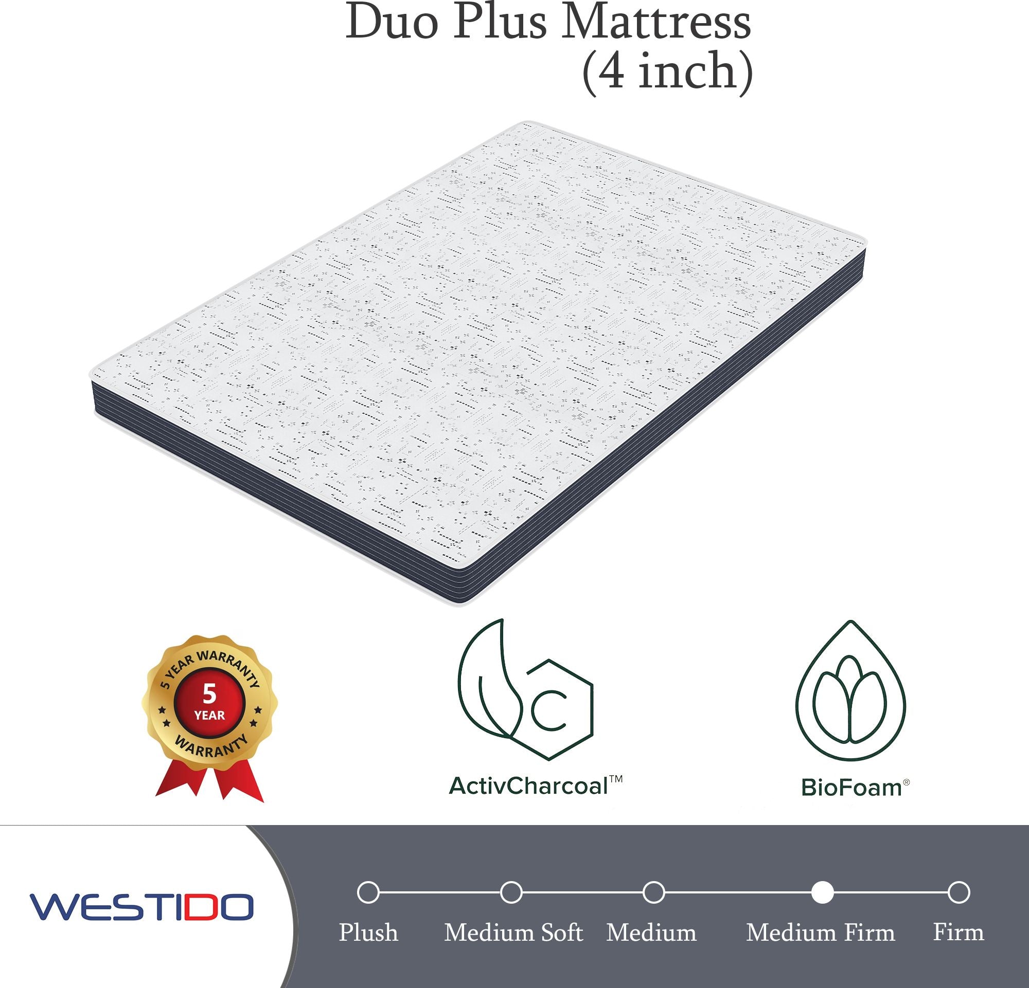 WESTIDO FlexiFlip 4 inch Single High Resilience (HR) Foam Mattress (L x W: 78 inch x 48 inch)