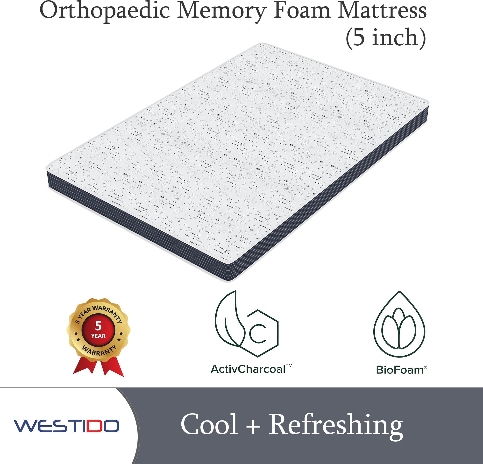 WESTIDO RehabRest 5 inch Single Memory Foam Mattress (L x W: 75 inch x 42 inch)