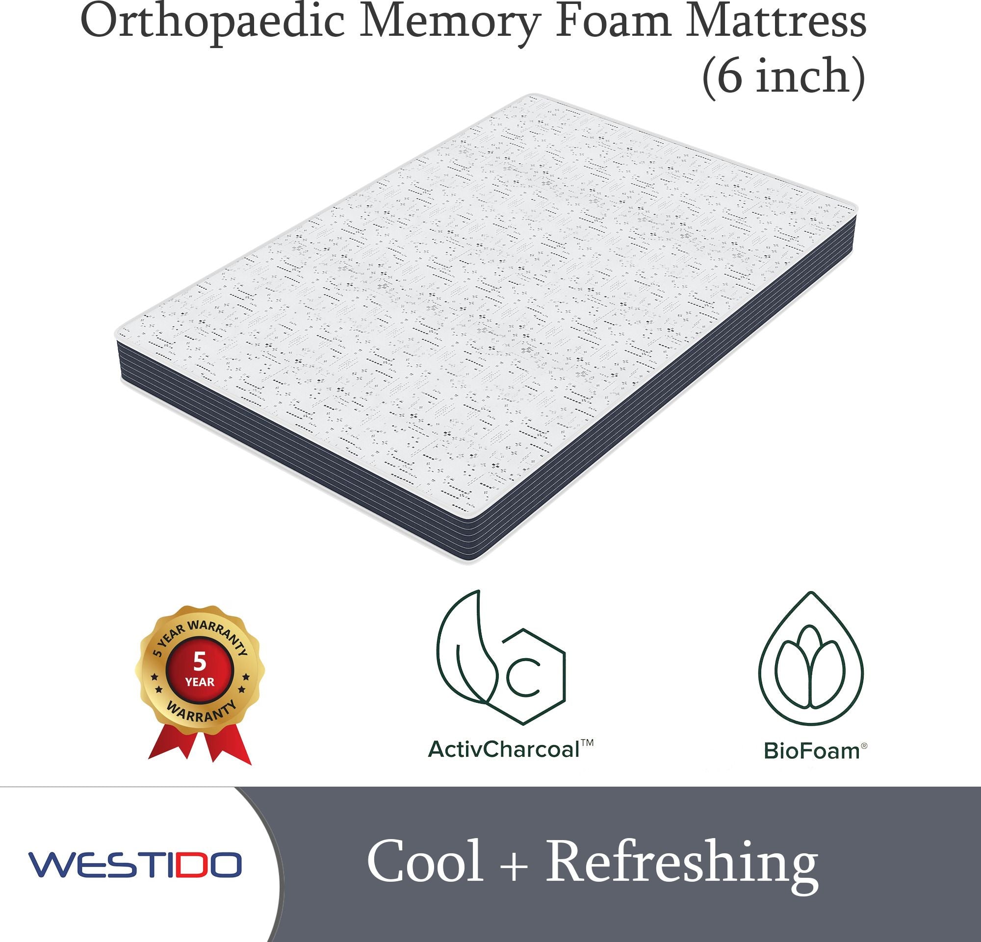 WESTIDO RehabRest 6 inch Single Memory Foam Mattress (L x W: 75 inch x 35 inch)