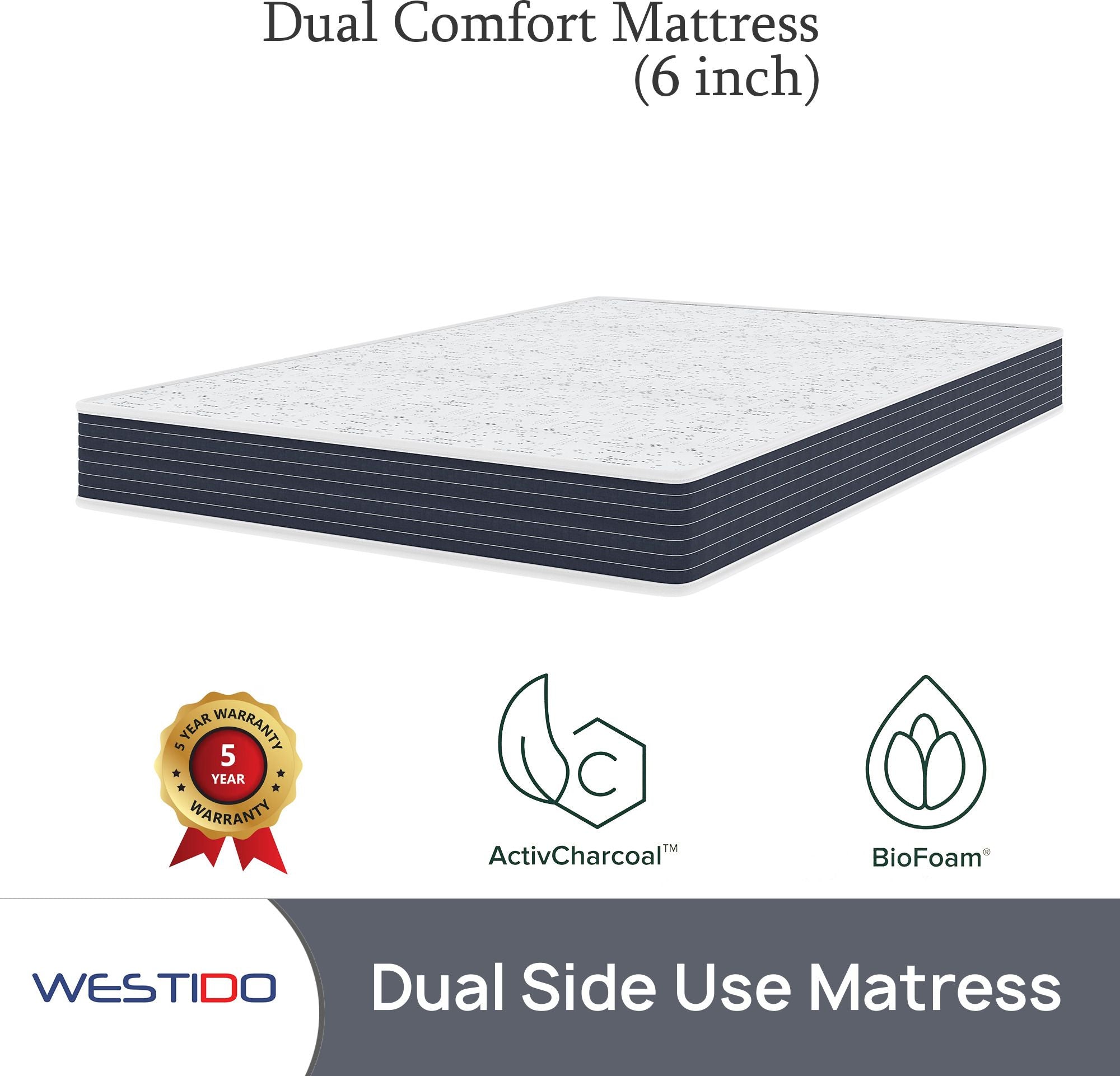 WESTIDO SwitchSleep 6 inch Single High Resilience (HR) Foam Mattress (L x W: 78 inch x 48 inch)
