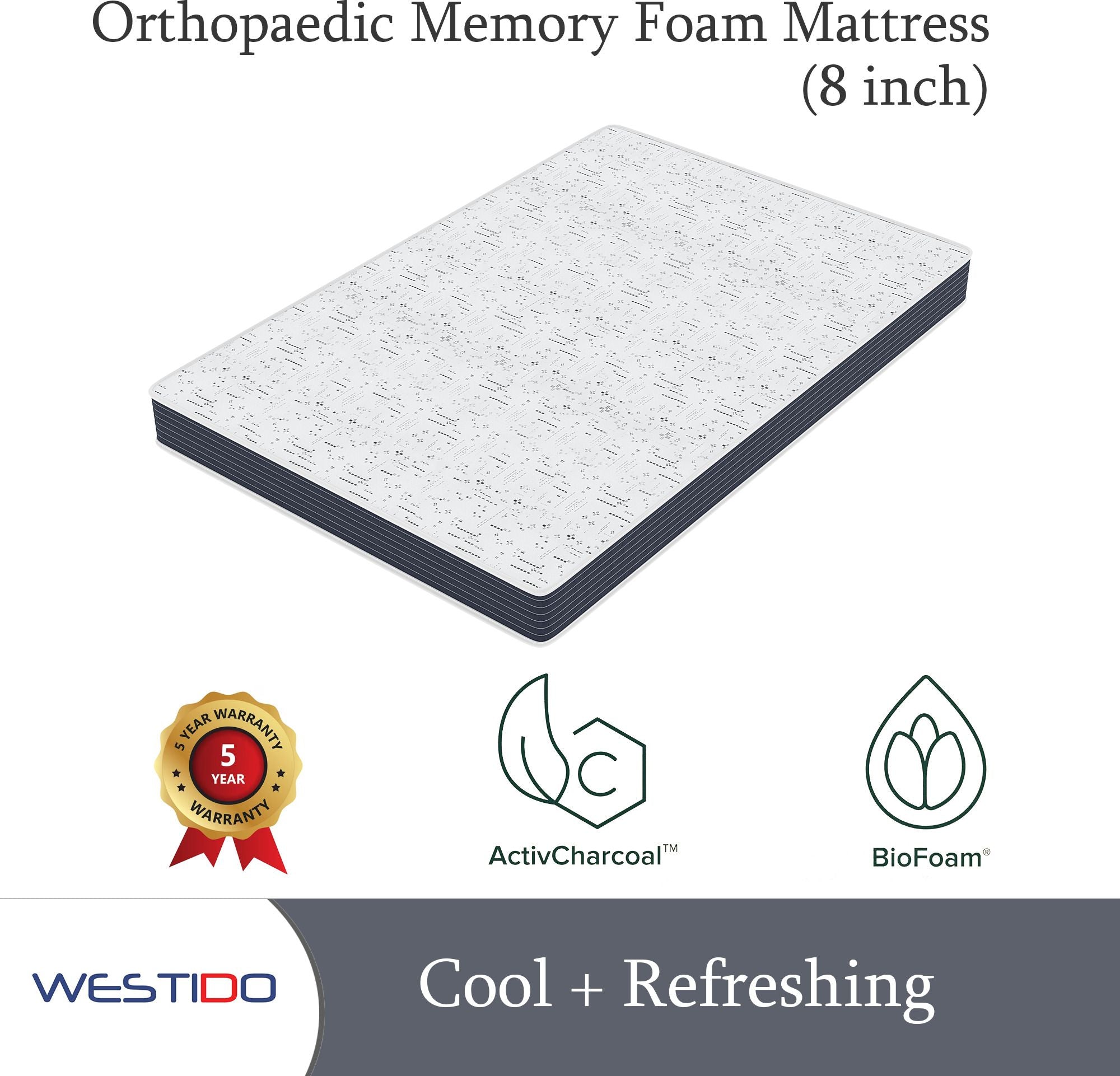 WESTIDO RehabRest 8 inch Single Memory Foam Mattress (L x W: 75 inch x 35 inch)