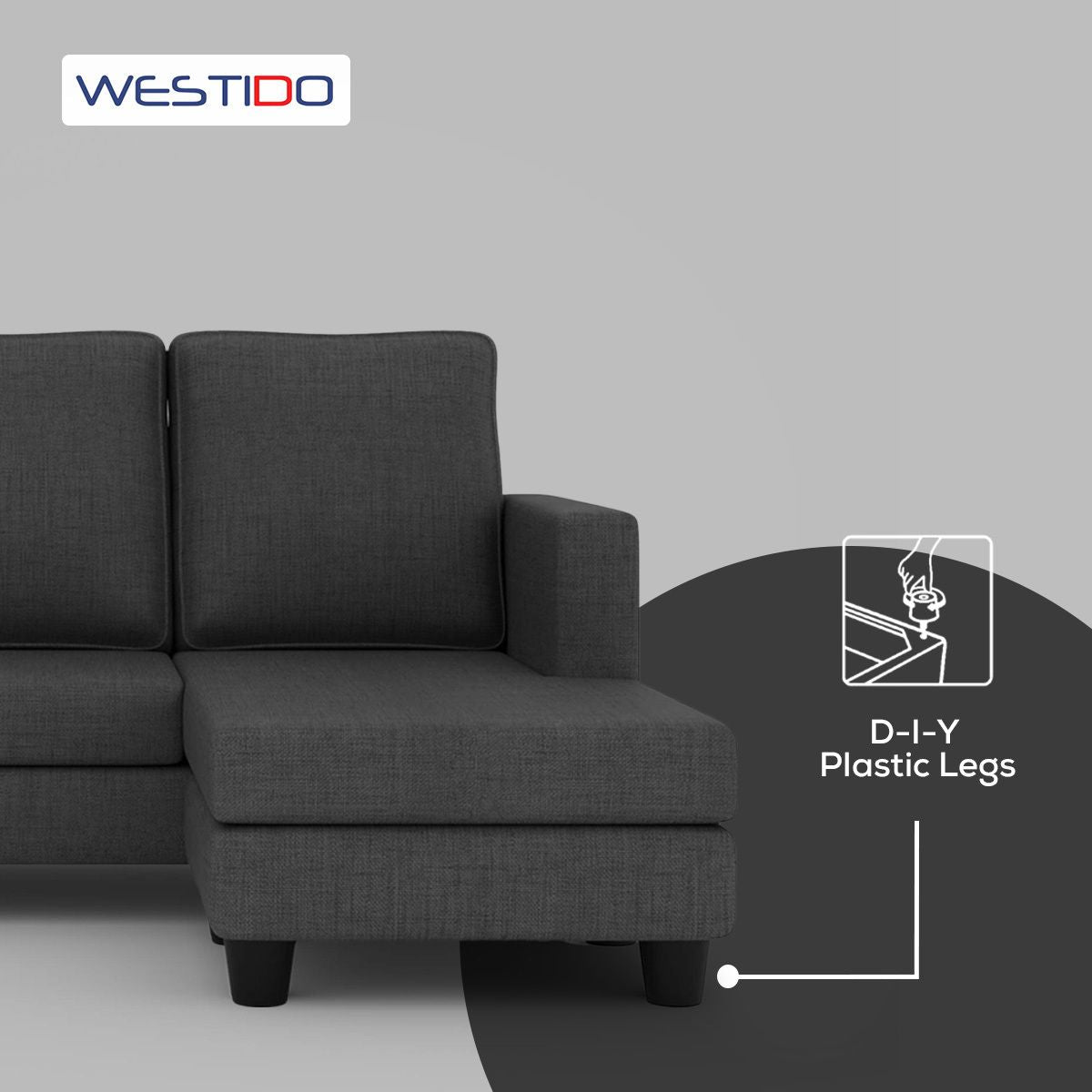 WESTIDO Mubeley Fabric 4 Seater  Sofa (Finish Color - Grey, DIY(Do-It-Yourself))