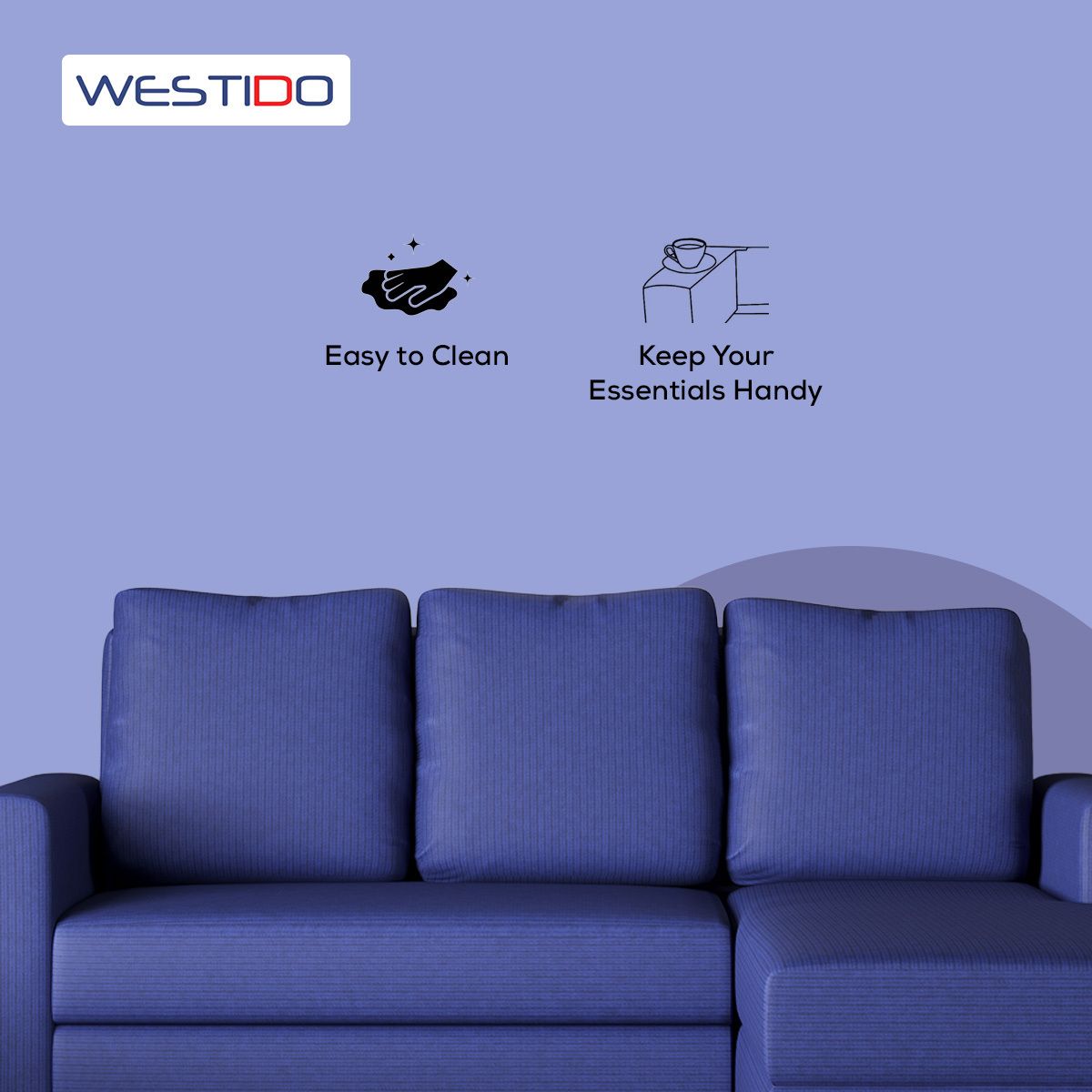 WESTIDO Gocche Fabric 5 Seater  Sofa (Finish Color - Navy Blue, DIY(Do-It-Yourself))