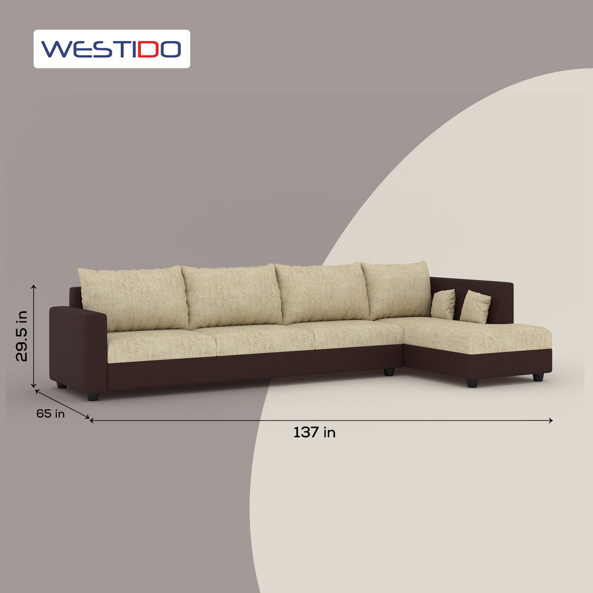 WESTIDO Ikea Leatherette 6 Seater  Sofa (Finish Color - Cream Brown, DIY(Do-It-Yourself))