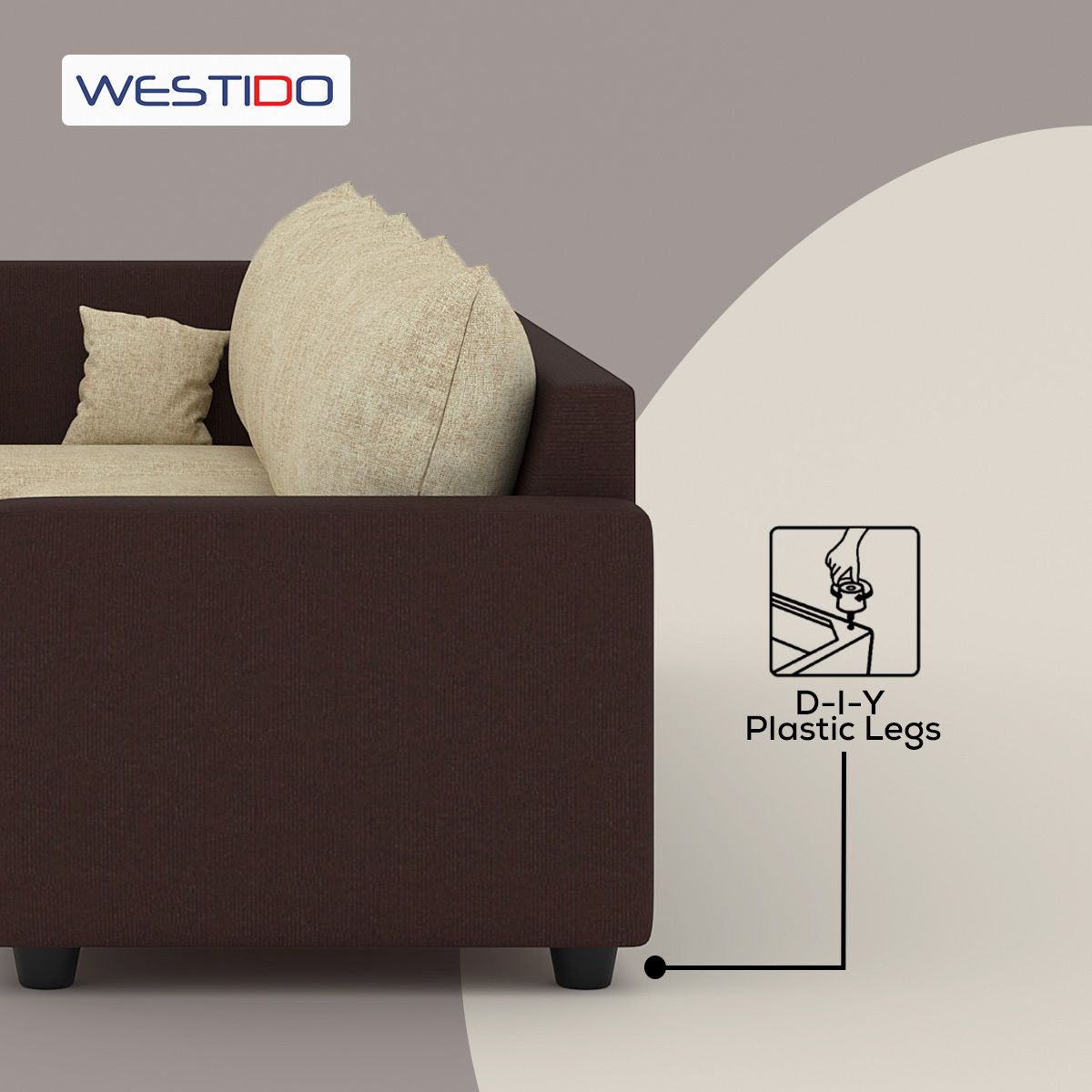 WESTIDO Ikea Leatherette 6 Seater  Sofa (Finish Color - Cream Brown, DIY(Do-It-Yourself))
