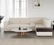 WESTIDO Leatherette 6 Seater  Sofa (Finish Color - CREAM, DIY(Do-It-Yourself))