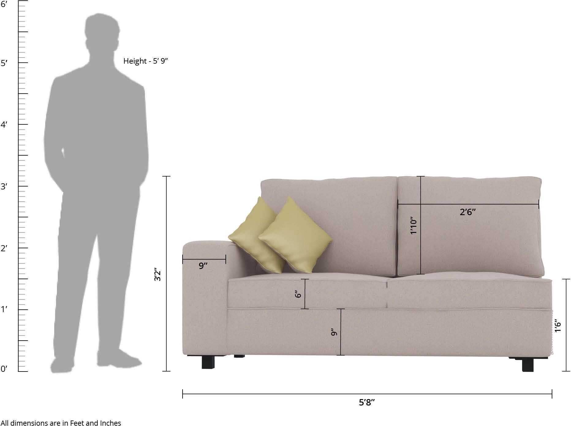 WESTIDO Manhattan Zeus Fabric 6 Seater  Sofa (Finish Color - Beige, DIY(Do-It-Yourself))