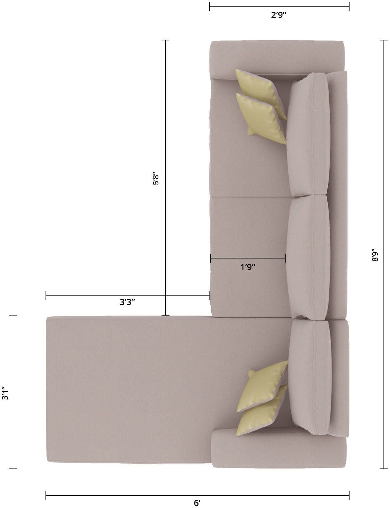 WESTIDO Manhattan Zeus Fabric 6 Seater  Sofa (Finish Color - Beige, DIY(Do-It-Yourself))