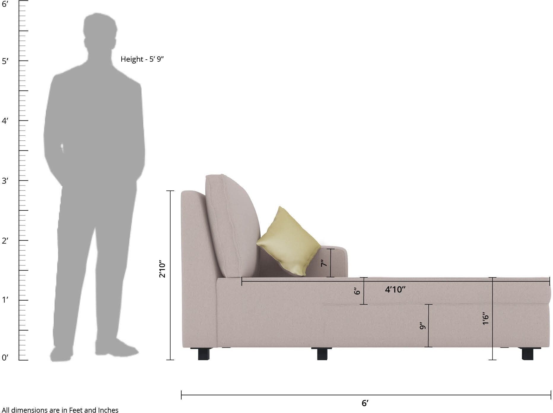 WESTIDO Manhattan Zeus Fabric 6 Seater  Sofa (Finish Color - Beige, DIY(Do-It-Yourself))