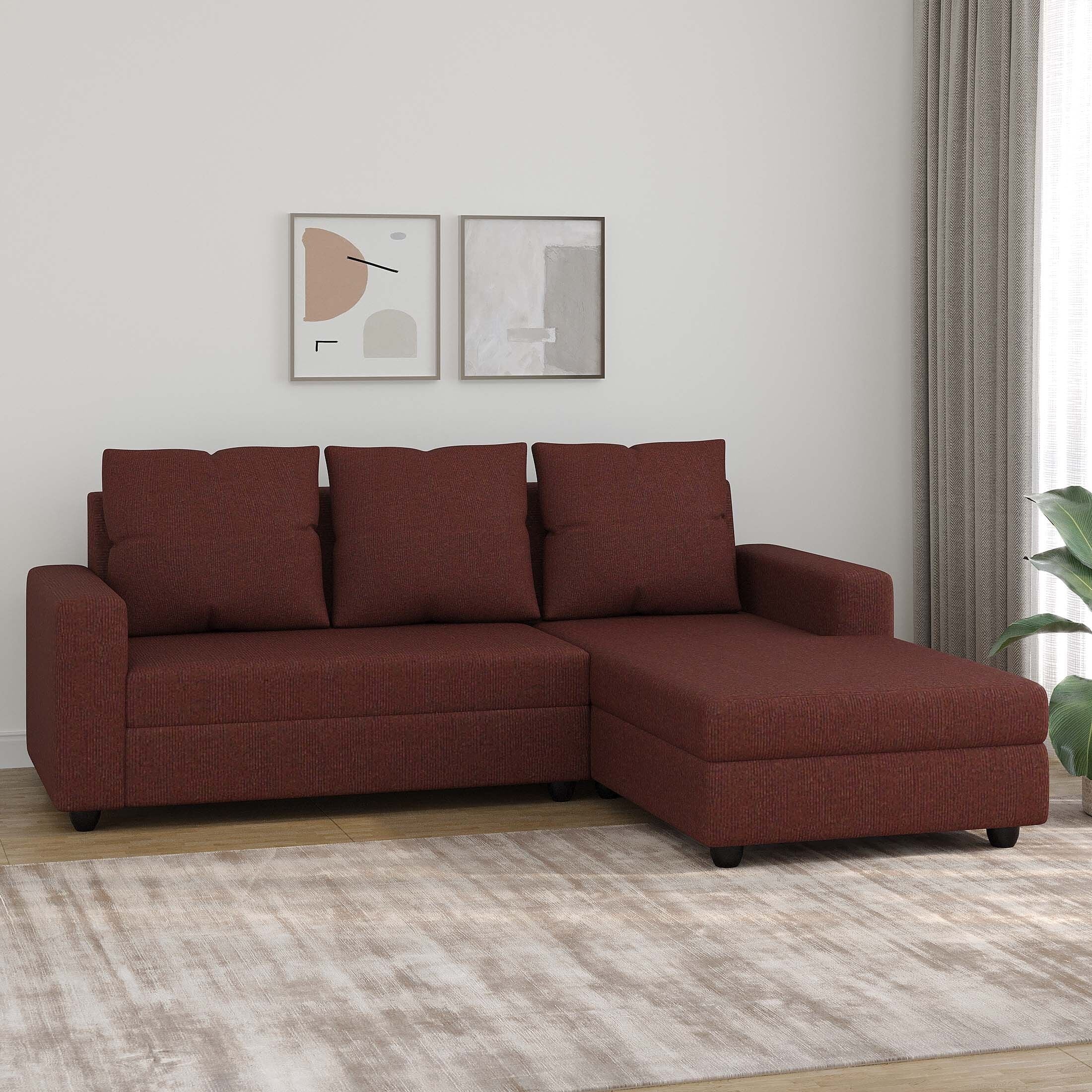 WESTIDO Amrind Fabric 5 Seater  Sofa (Finish Color - Brown, DIY(Do-It-Yourself))