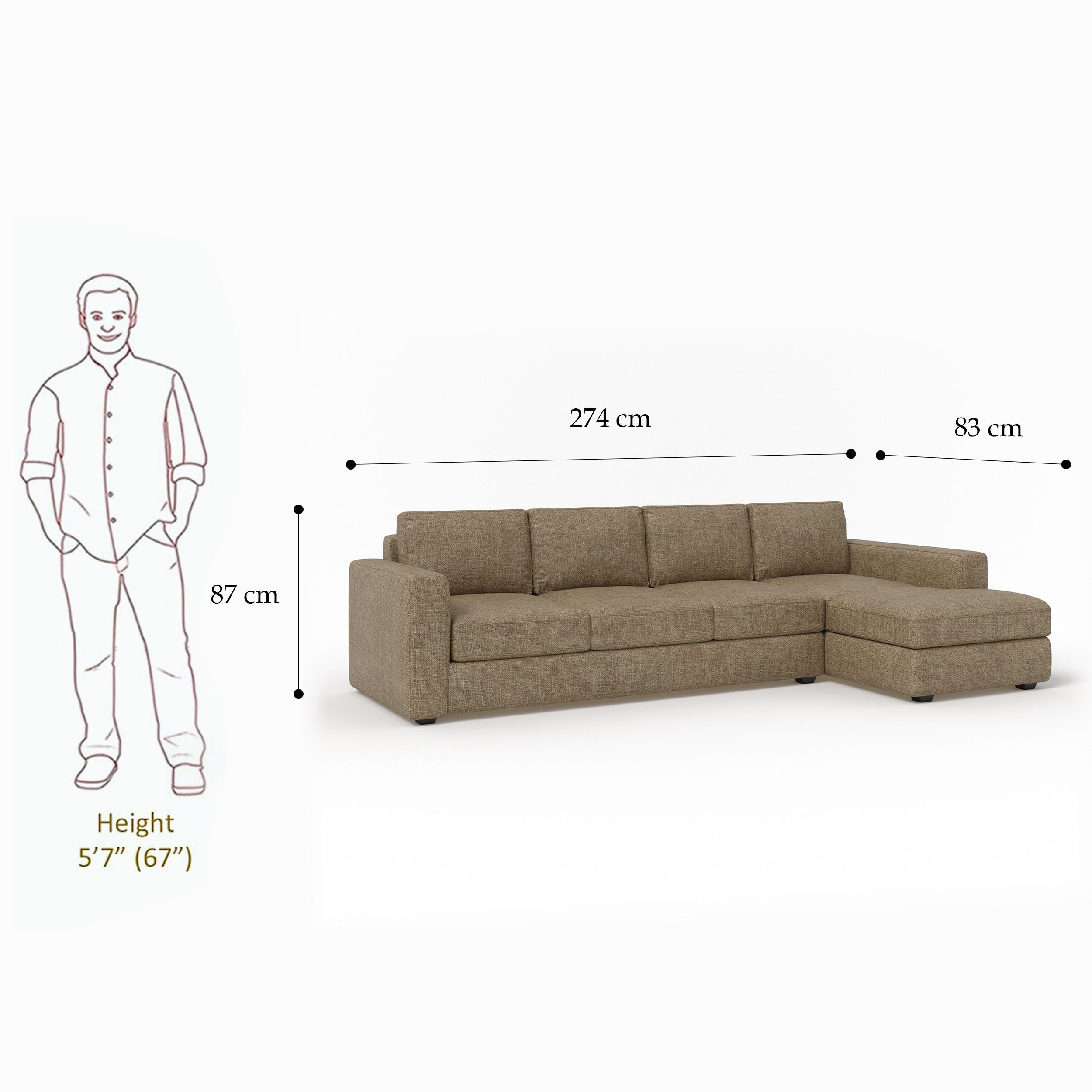 WESTIDO Fabric 6 Seater  Sofa (Finish Color - BROWN, DIY(Do-It-Yourself))