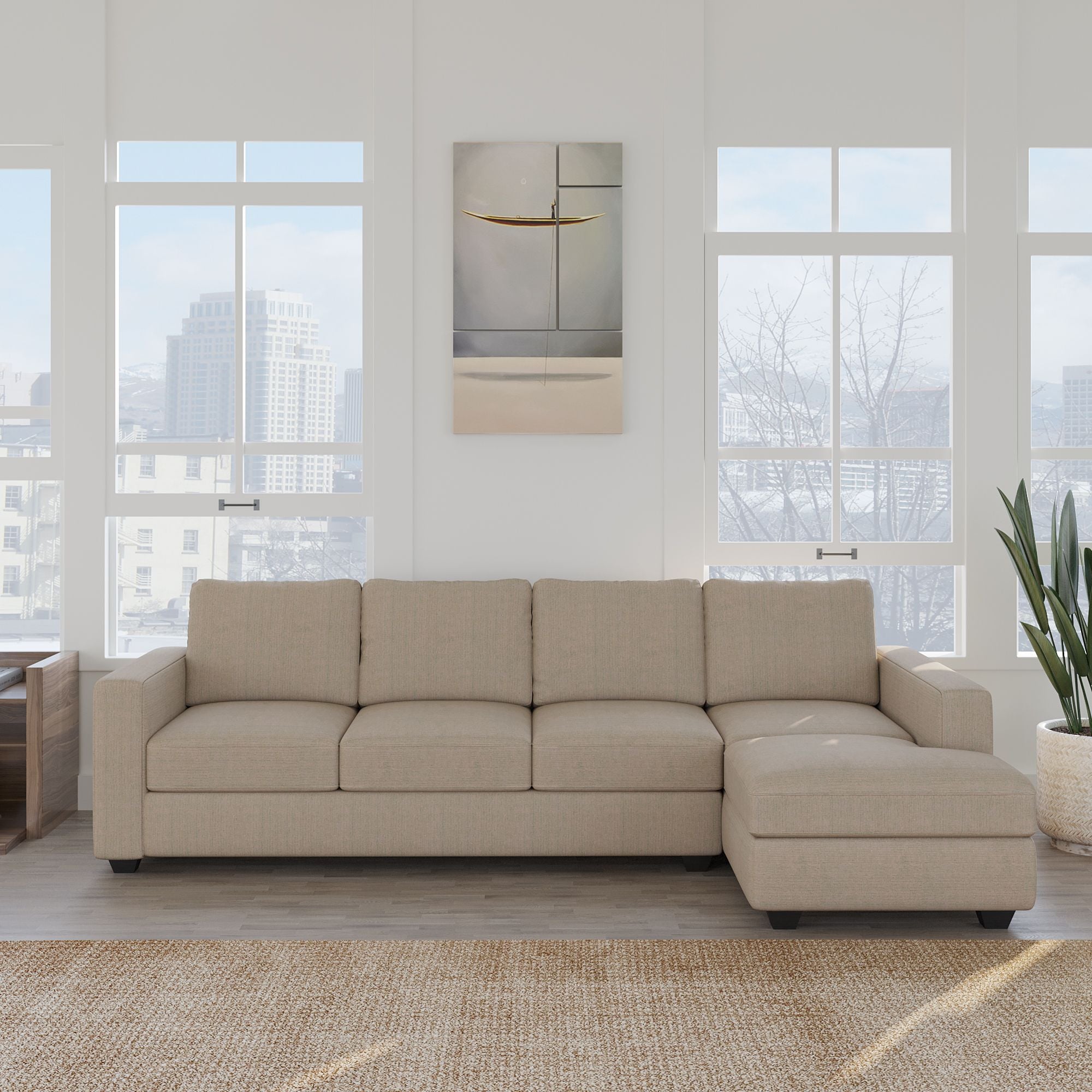 Cream Brown Upholstered 3 + 1 + 1 Sofa by Westido