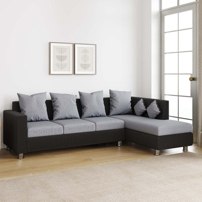 WESTIDO Neptune Fabric 6 Seater  Sofa (Finish Color - Grey Black, DIY(Do-It-Yourself))