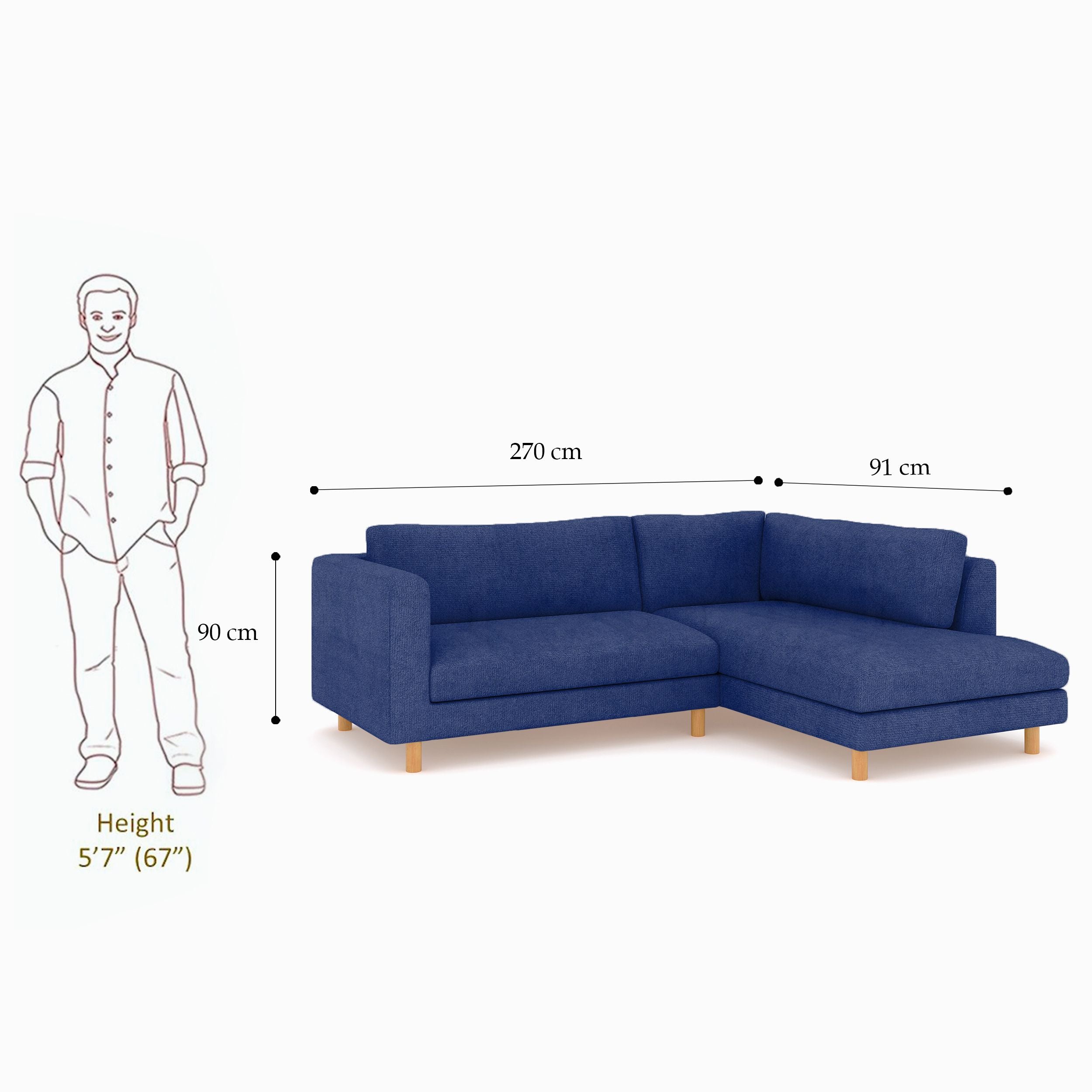 WESTIDO Emaar Majestic Fabric 6 Seater  Sofa (Finish Color - Blue, DIY(Do-It-Yourself))