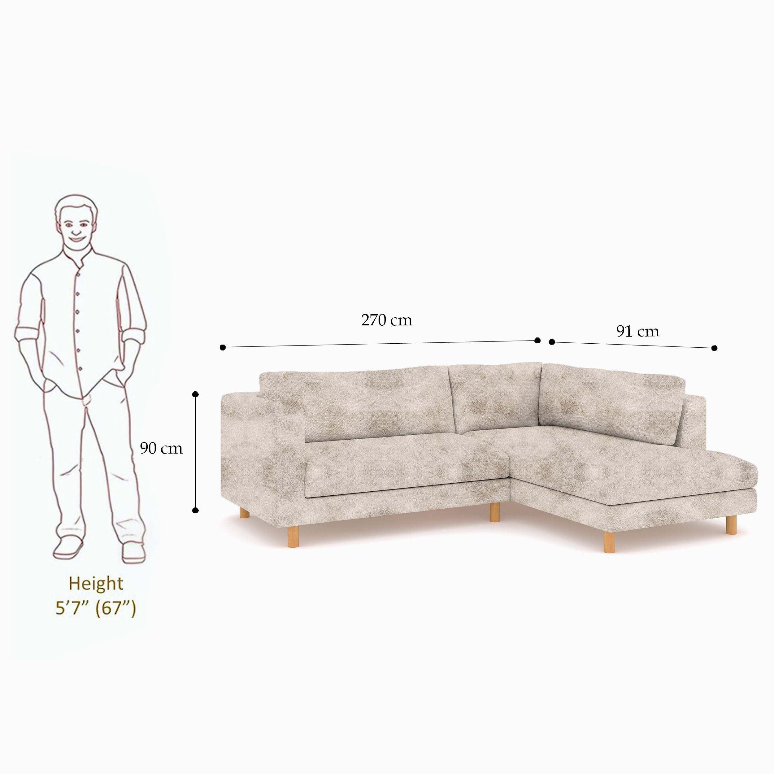 WESTIDO Fabric 6 Seater  Sofa (Finish Color - Light Beige, DIY(Do-It-Yourself))