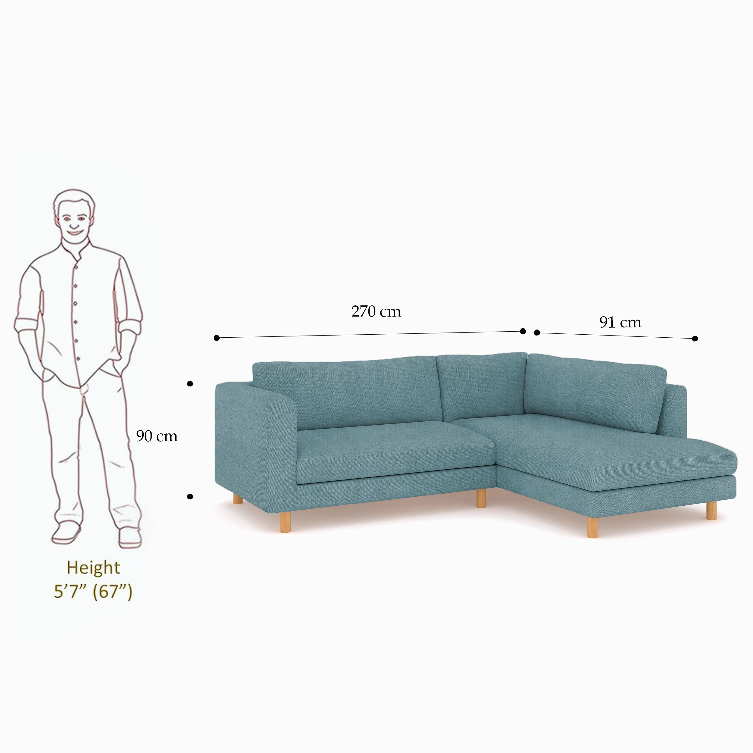 WESTIDO Emaar Majestic Fabric 6 Seater  Sofa (Finish Color - Light Blue, DIY(Do-It-Yourself))