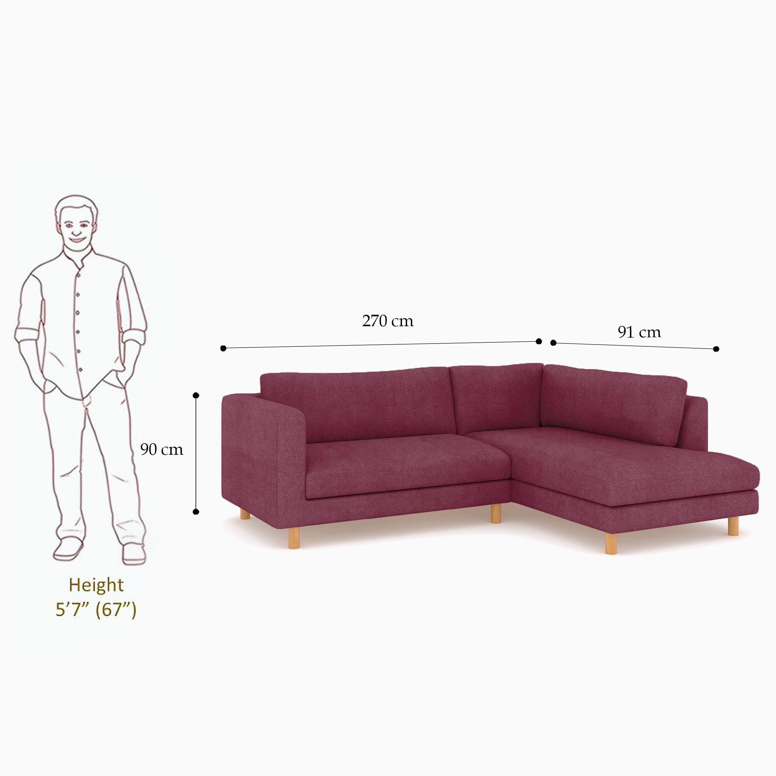 WESTIDO Emaar Majestic Fabric 6 Seater  Sofa (Finish Color - Maroon, DIY(Do-It-Yourself))