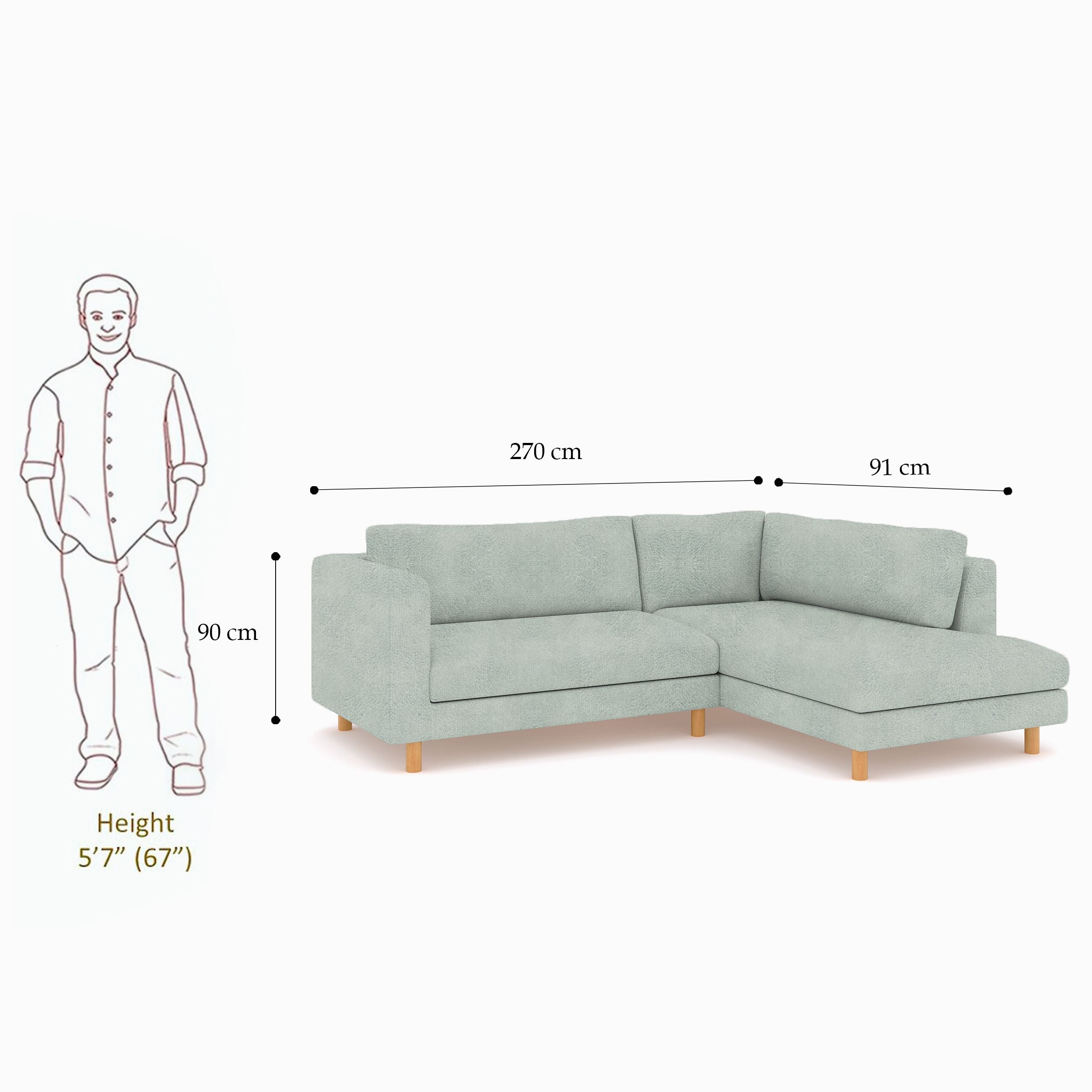 WESTIDO Emaar Majestic Fabric 6 Seater  Sofa (Finish Color - Mist, DIY(Do-It-Yourself))