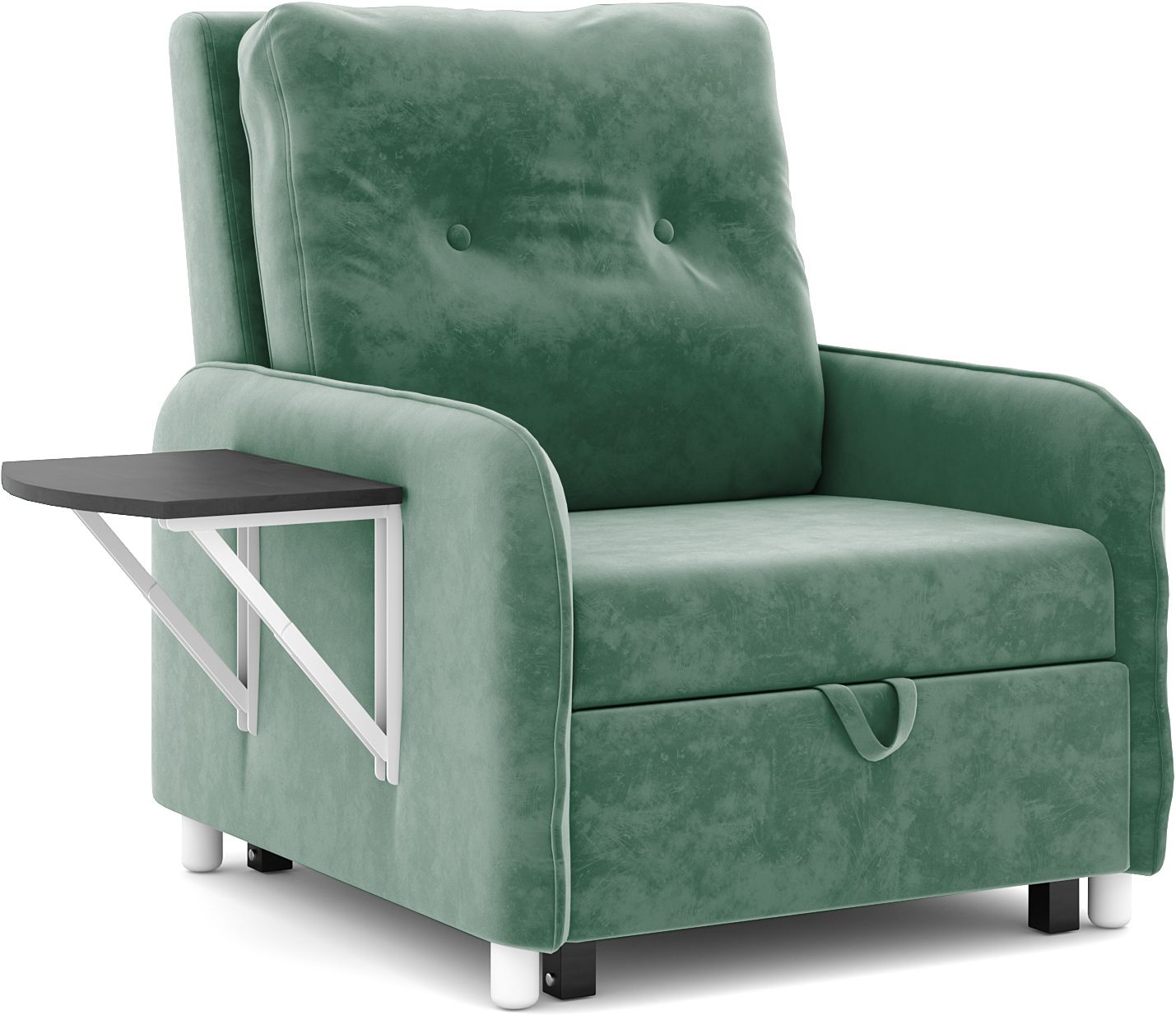 GUCCI MULTI UTILITY CHAIR 1 Seater Single Solid Wood, Metal Pull Out Sofa Cum Bed (Finish Color - Green Delivery Condition - Knock Down)