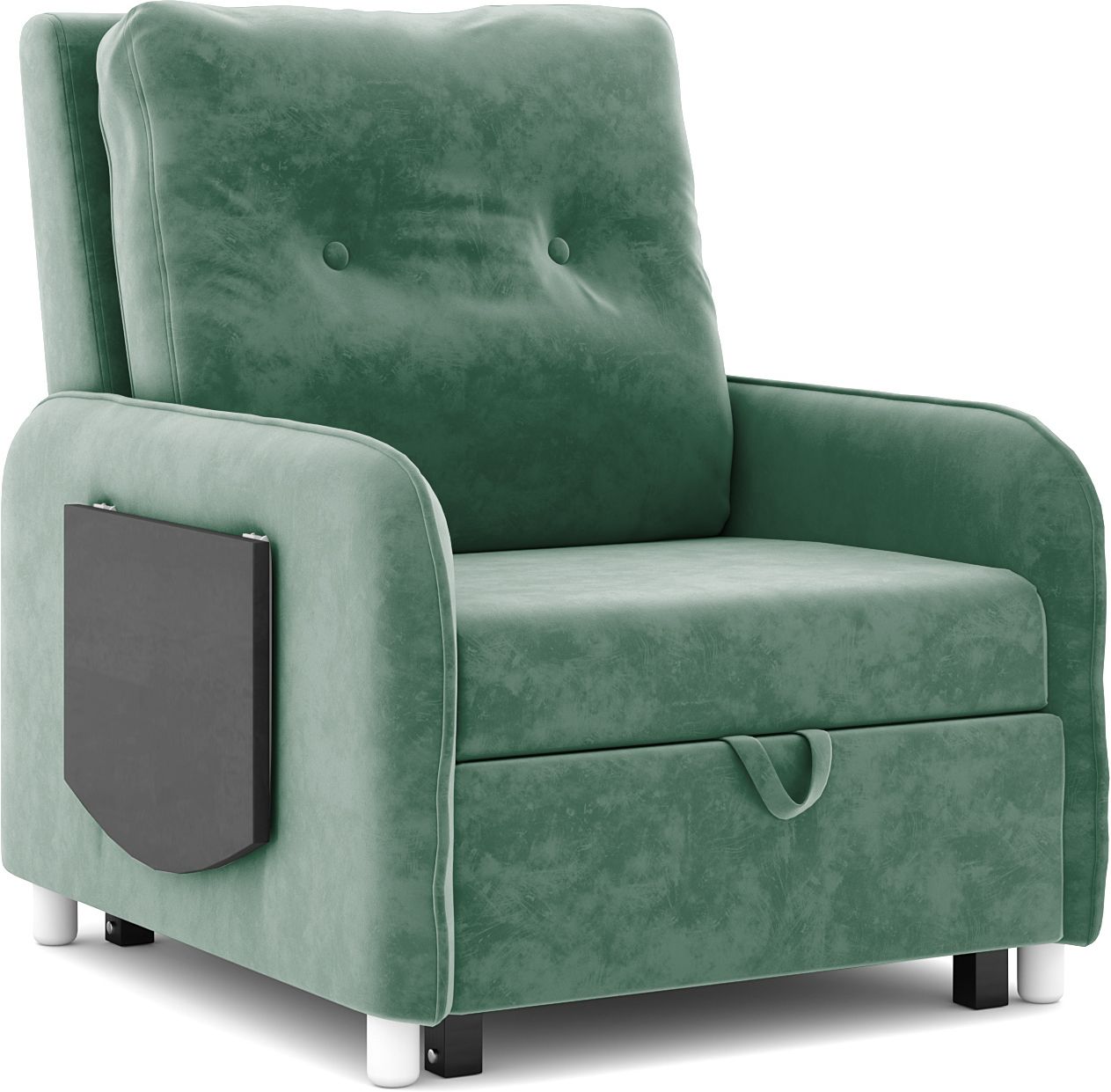 GUCCI MULTI UTILITY CHAIR 1 Seater Single Solid Wood, Metal Pull Out Sofa Cum Bed (Finish Color - Green Delivery Condition - Knock Down)