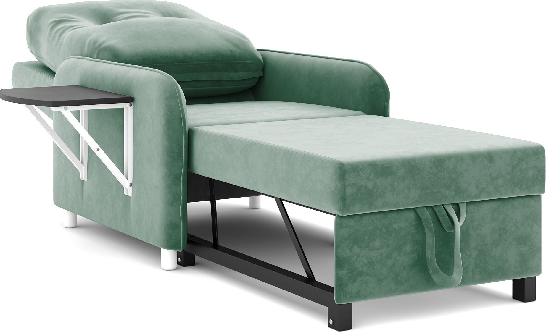 GUCCI MULTI UTILITY CHAIR 1 Seater Single Solid Wood, Metal Pull Out Sofa Cum Bed (Finish Color - Green Delivery Condition - Knock Down)