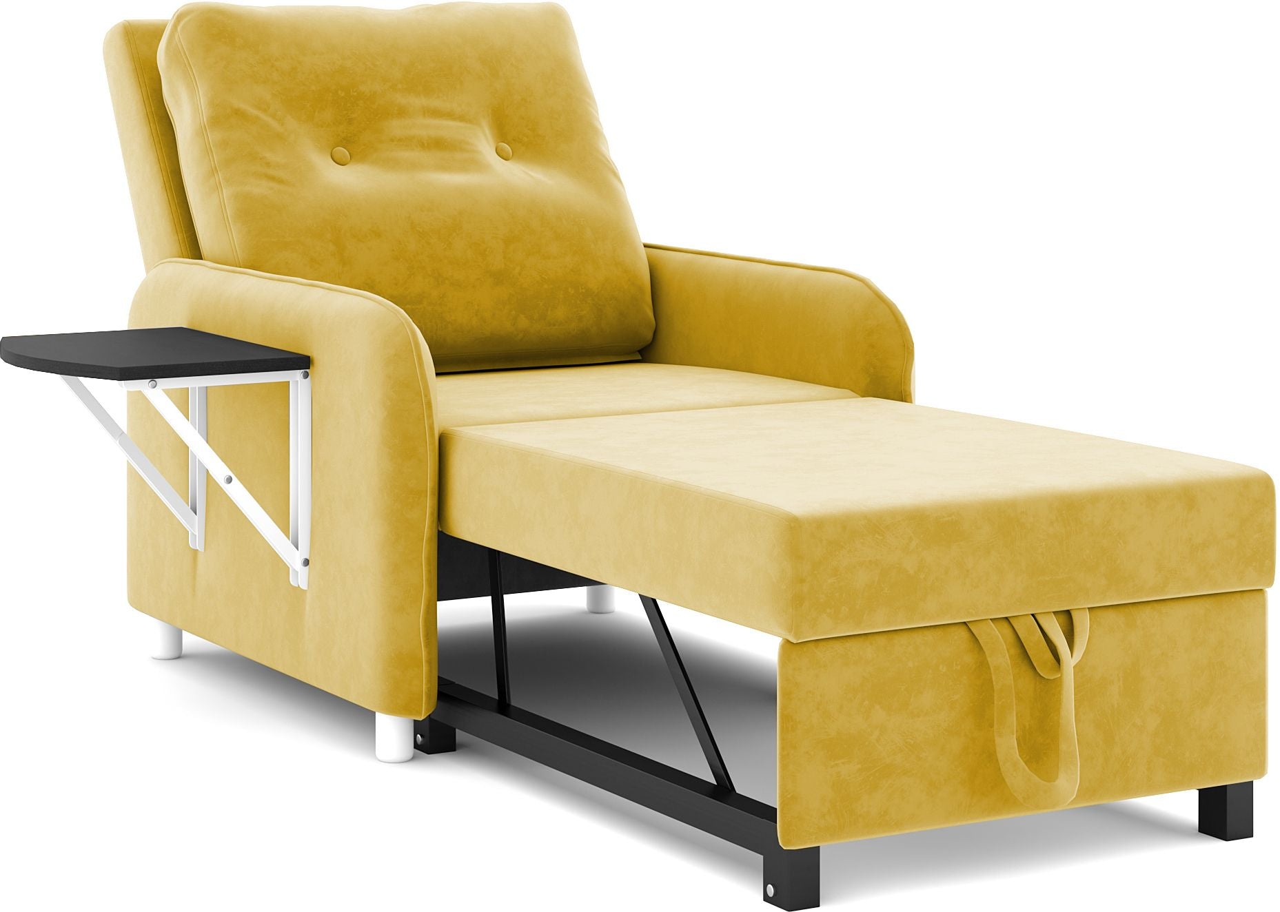1 Seater Single Solid Wood Pull Out Sofa Cum Bed (Finish Color - Yellow Delivery Condition - DIY(Do-It-Yourself))