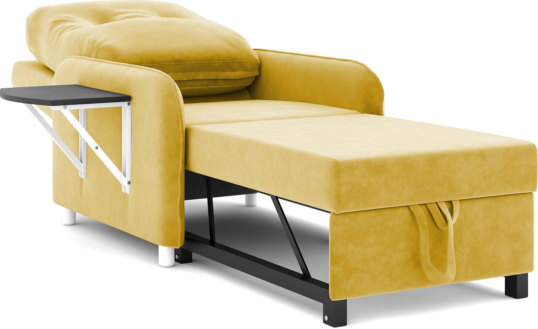 1 Seater Single Solid Wood Pull Out Sofa Cum Bed (Finish Color - Yellow Delivery Condition - DIY(Do-It-Yourself))