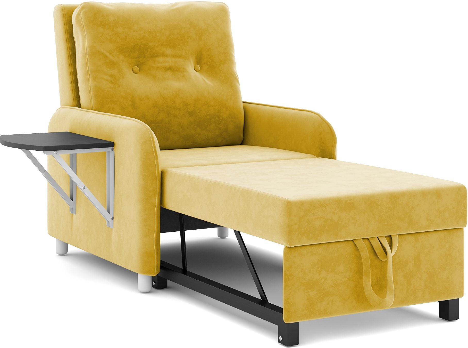 1 Seater Single Solid Wood Pull Out Sofa Cum Bed (Finish Color - Yellow Delivery Condition - DIY(Do-It-Yourself))