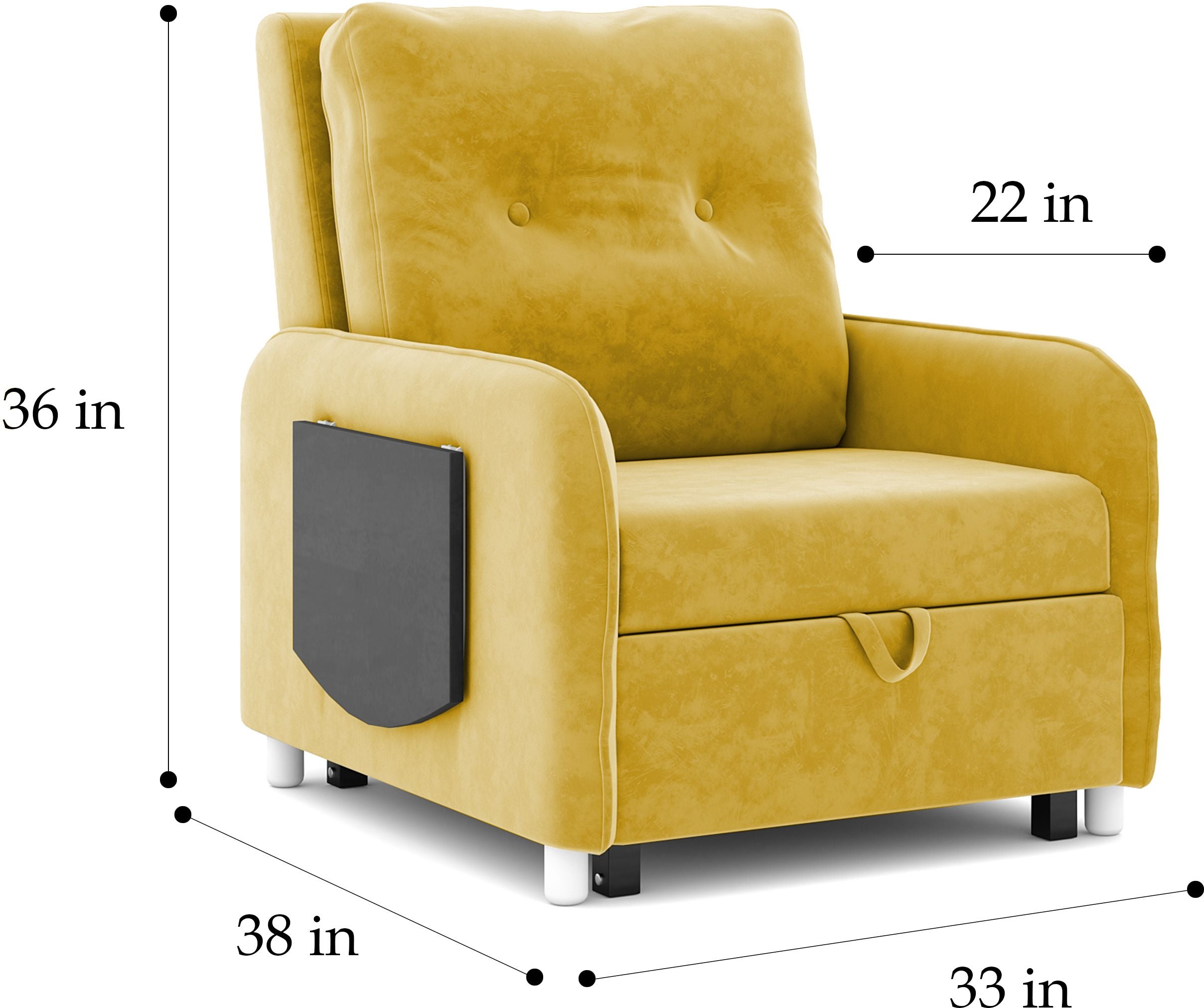 1 Seater Single Solid Wood Pull Out Sofa Cum Bed (Finish Color - Yellow Delivery Condition - DIY(Do-It-Yourself))