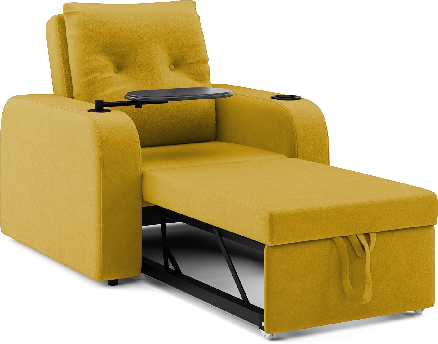 Reclinex World 1 Seater Single Solid Wood, Metal Pull Out Sofa Cum Bed (Finish Color - Yellow Delivery Condition - Knock Down)