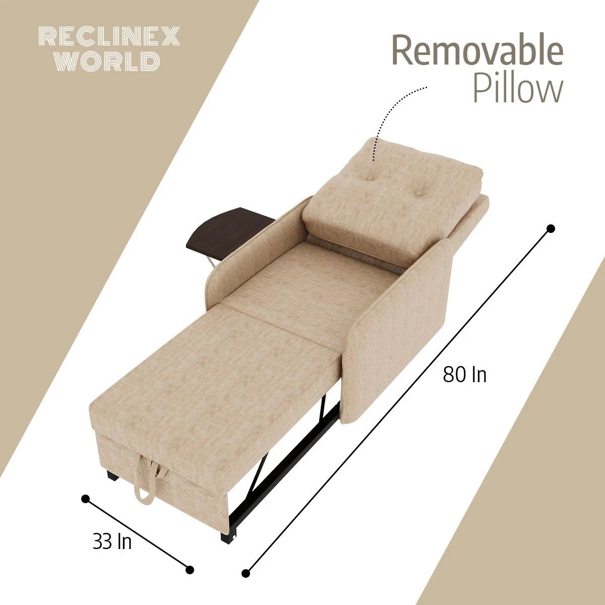 MULTI UTILITY CHAIR 1 Seater Single Solid Wood Pull Out Sofa Cum Bed (Finish Color - Beige Delivery Condition - DIY(Do-It-Yourself))