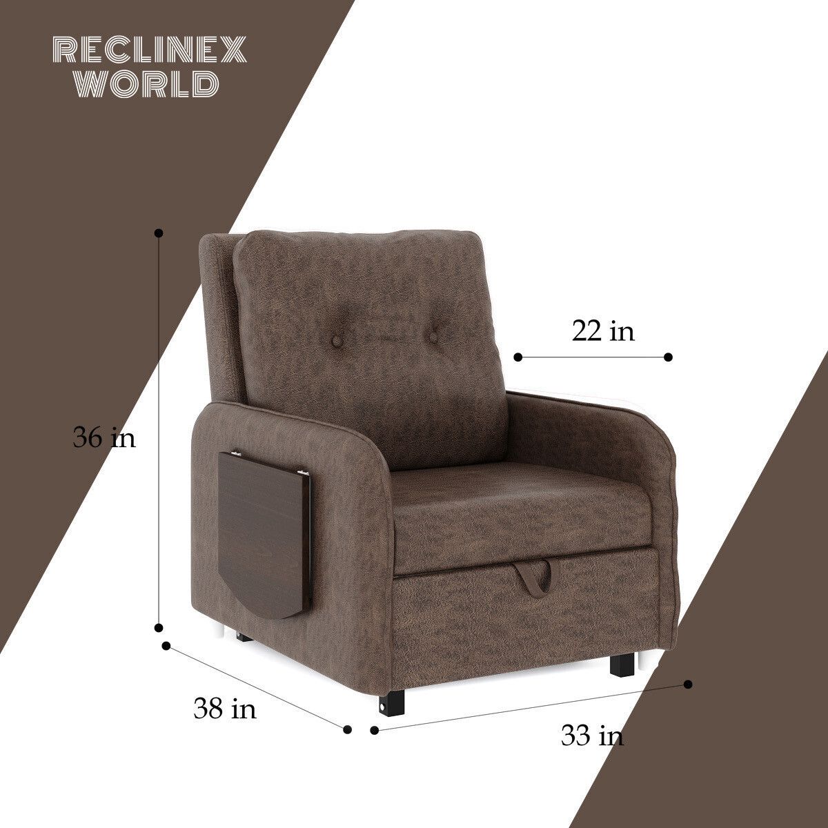 1 Seater Single Solid Wood Pull Out Sofa Cum Bed (Finish Color - Dark Brown Delivery Condition - DIY(Do-It-Yourself))