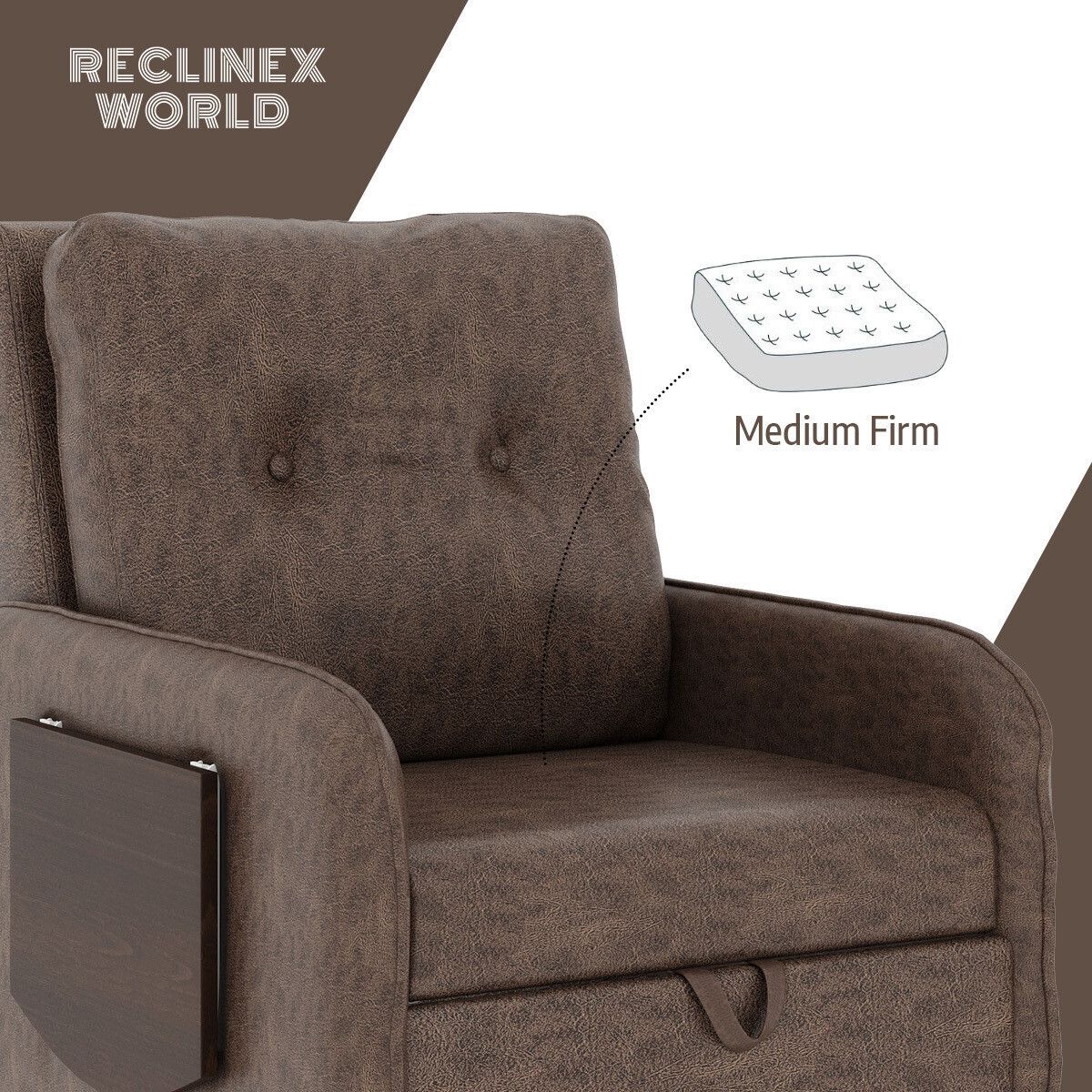 1 Seater Single Solid Wood Pull Out Sofa Cum Bed (Finish Color - Dark Brown Delivery Condition - DIY(Do-It-Yourself))