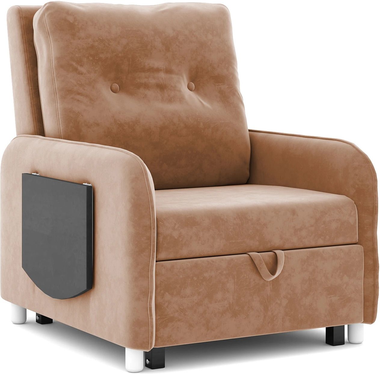 1 Seater Single Solid Wood Pull Out Sofa Cum Bed (Finish Color - Brown Delivery Condition - Knock Down)