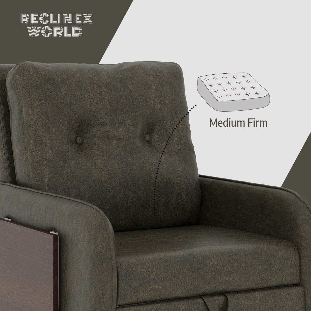 1 Seater Single Solid Wood Pull Out Sofa Cum Bed (Finish Color - Green Delivery Condition - DIY(Do-It-Yourself))