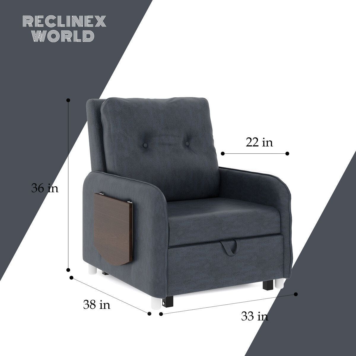 1 Seater Single Solid Wood Pull Out Sofa Cum Bed (Finish Color - GREY Delivery Condition - DIY(Do-It-Yourself))