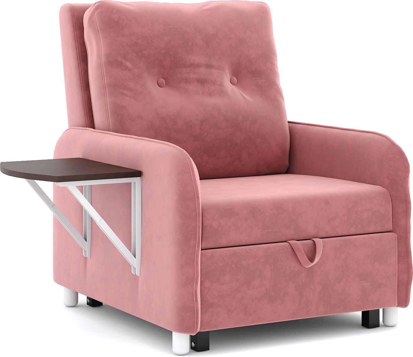 1 Seater Single Solid Wood Pull Out Sofa Cum Bed (Finish Color - PINK Delivery Condition - DIY(Do-It-Yourself))