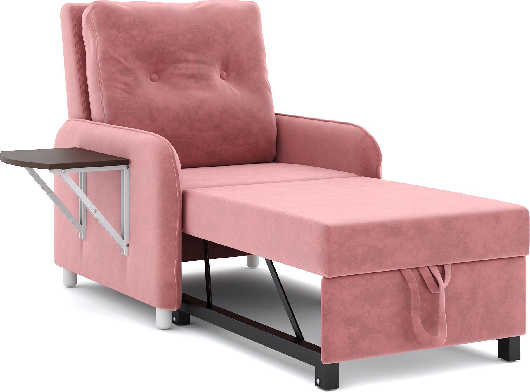 1 Seater Single Solid Wood Pull Out Sofa Cum Bed (Finish Color - PINK Delivery Condition - DIY(Do-It-Yourself))