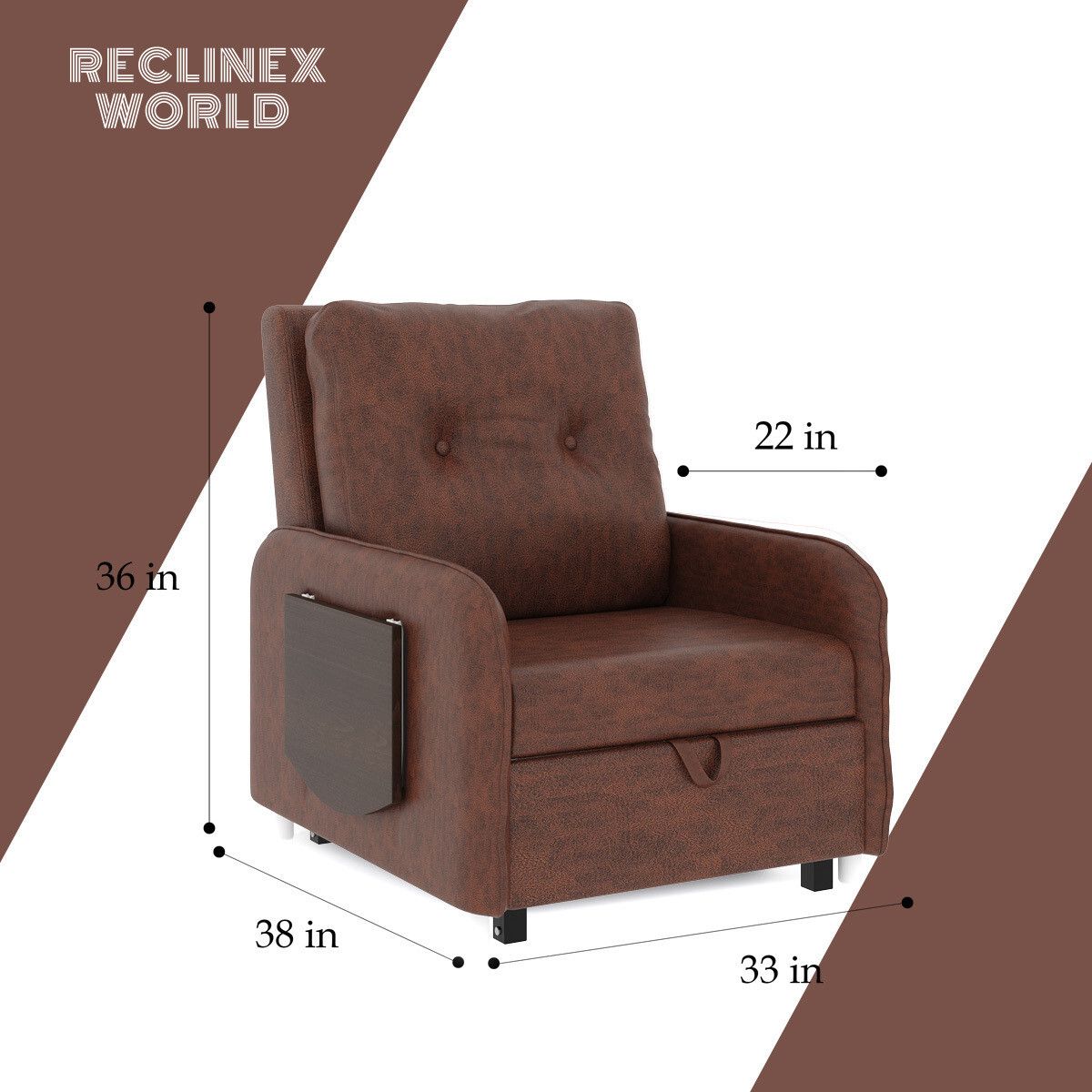 ucci 1 Seater Single Solid Wood Pull Out Sofa Cum Bed (Finish Color - DARK TAN Delivery Condition - DIY(Do-It-Yourself))