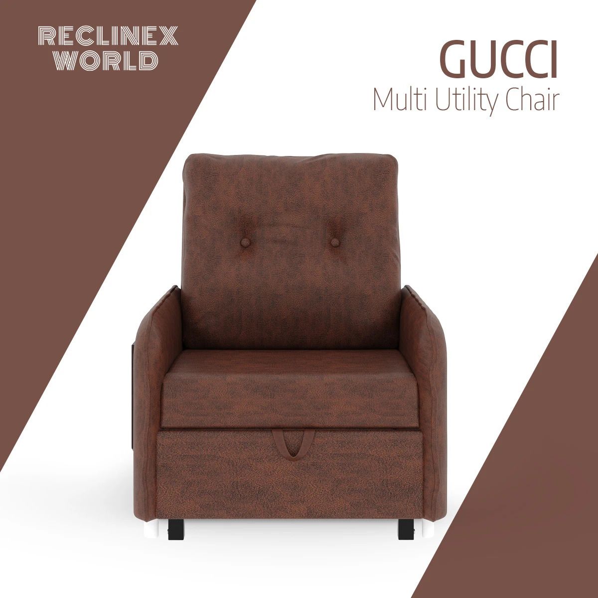 ucci 1 Seater Single Solid Wood Pull Out Sofa Cum Bed (Finish Color - DARK TAN Delivery Condition - DIY(Do-It-Yourself))