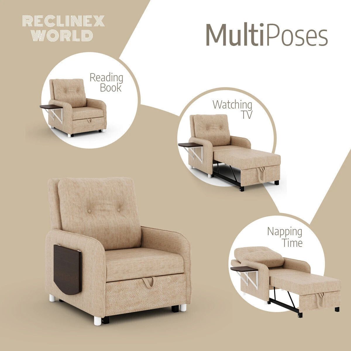 1 Seater Single Solid Wood Pull Out Sofa Cum Bed (Finish Color - Beige Delivery Condition - DIY(Do-It-Yourself))