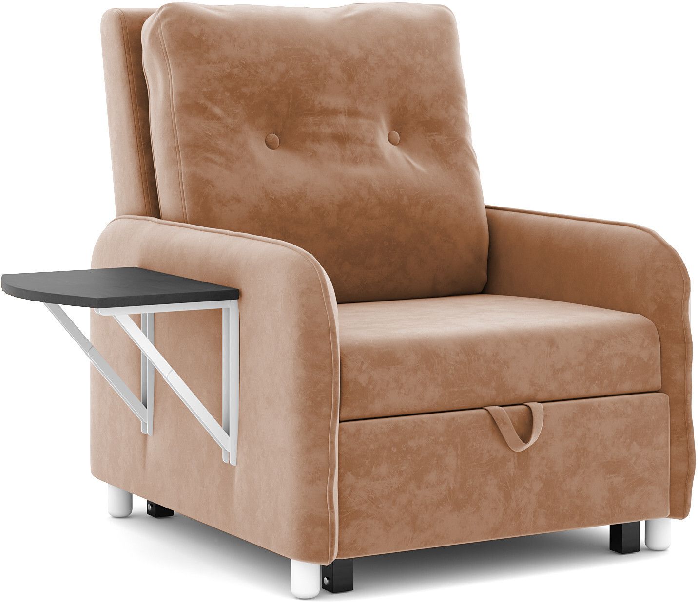 1 Seater Single Solid Wood Pull Out Sofa Cum Bed (Finish Color - Brown Delivery Condition - Knock Down)