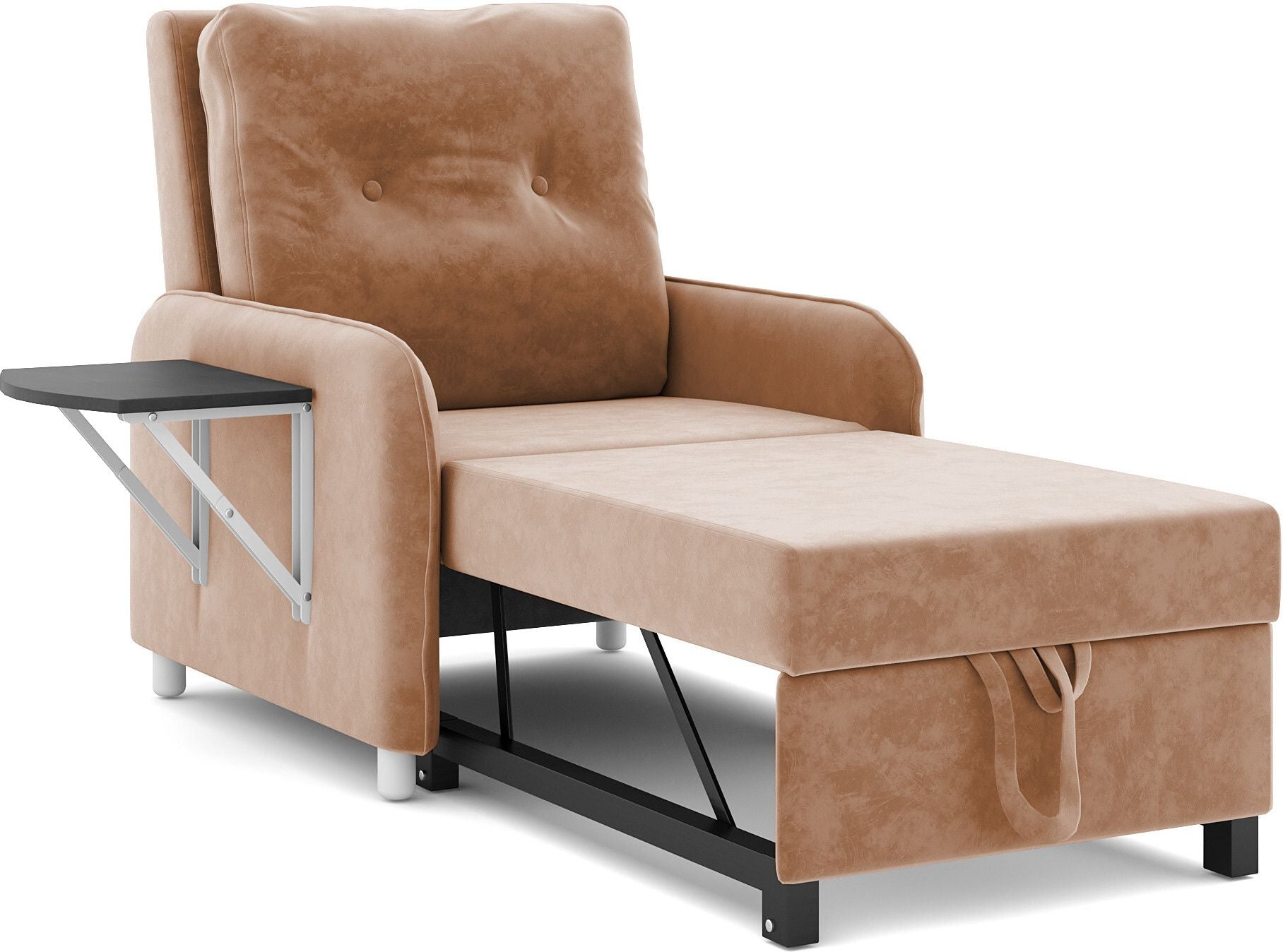 1 Seater Single Solid Wood Pull Out Sofa Cum Bed (Finish Color - Brown Delivery Condition - Knock Down)