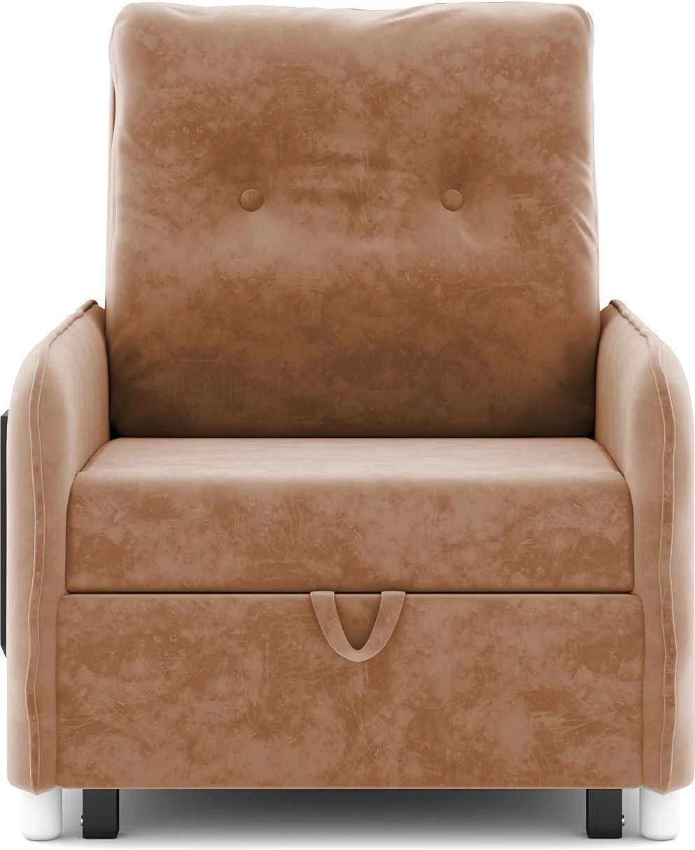 1 Seater Single Solid Wood Pull Out Sofa Cum Bed (Finish Color - Brown Delivery Condition - Knock Down)