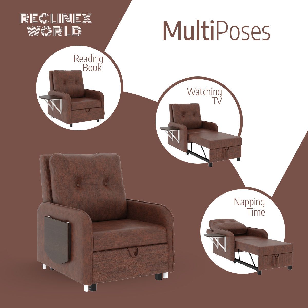 1 Seater Single Solid Wood Pull Out Sofa Cum Bed (Finish Color - Dark tan Delivery Condition - Pre-assembled)