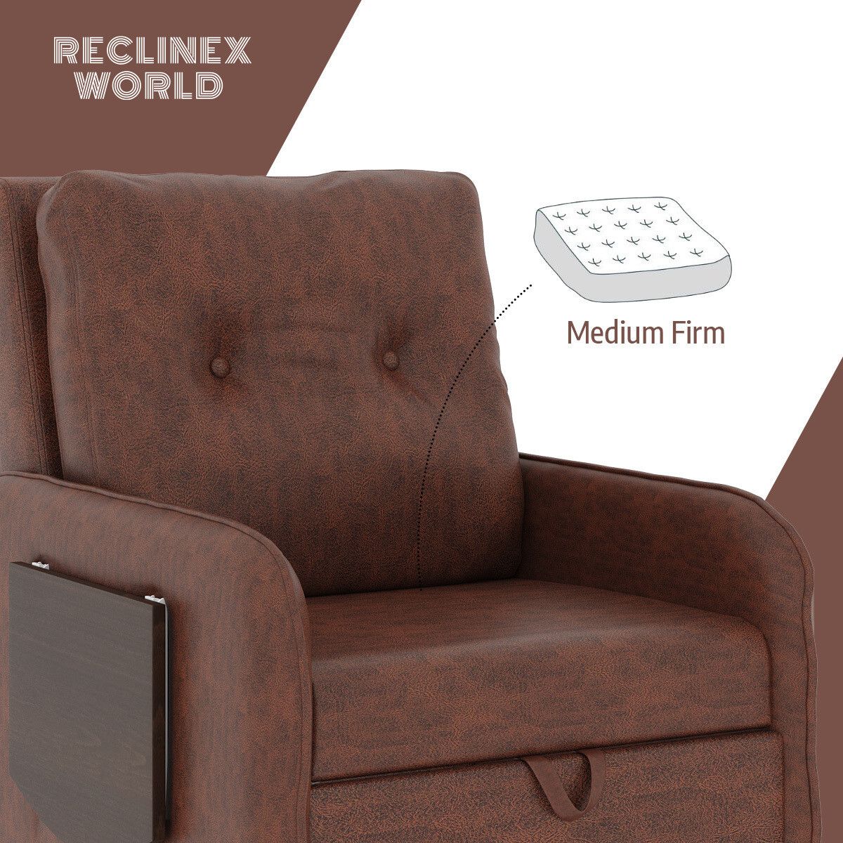 ucci 1 Seater Single Solid Wood Pull Out Sofa Cum Bed (Finish Color - DARK TAN Delivery Condition - DIY(Do-It-Yourself))