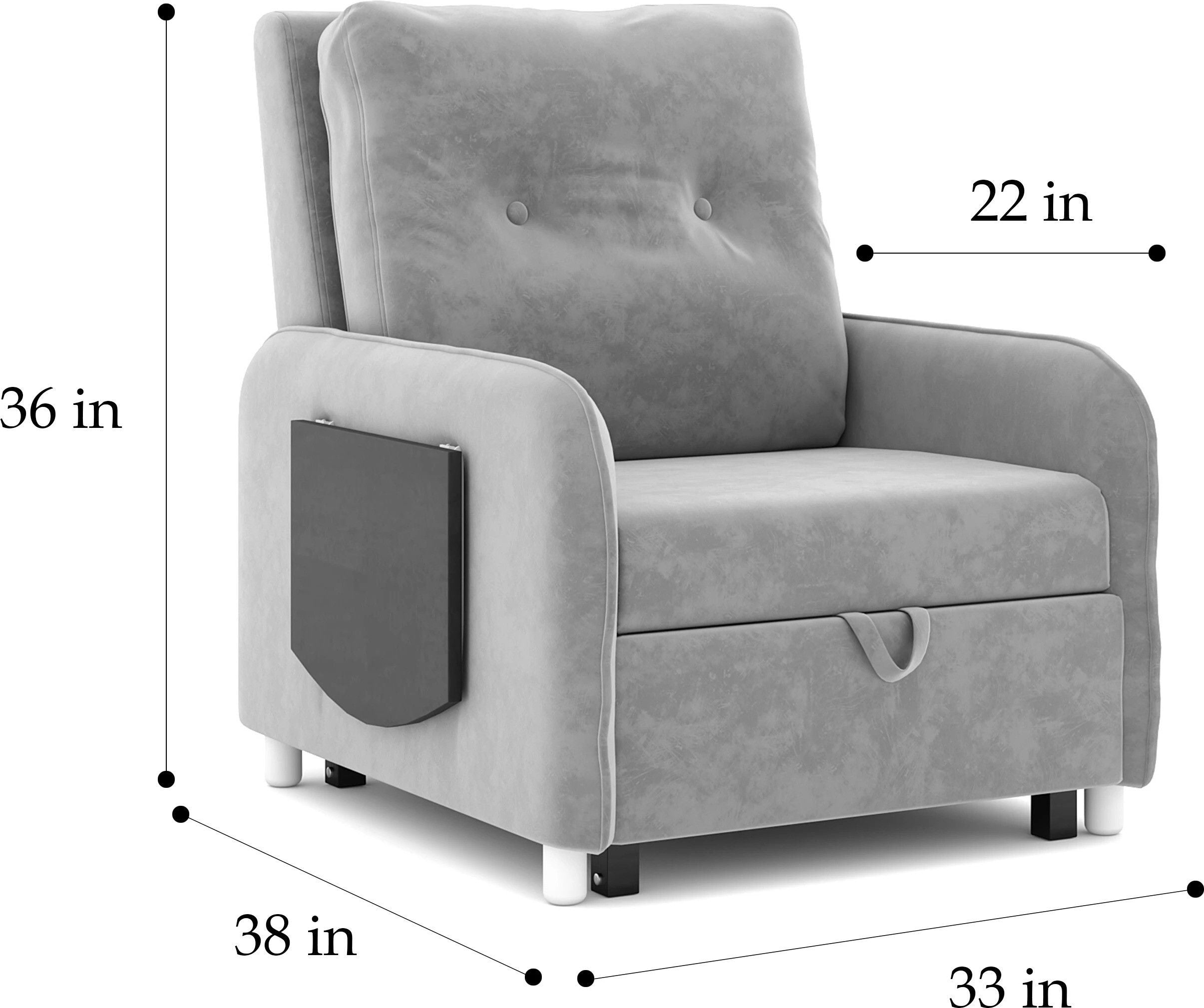 MULTI UTILITY CHAIR 1 Seater Single Solid Wood, Metal Pull Out Sofa Cum Bed (Finish Color - Grey Delivery Condition - DIY(Do-It-Yourself))
