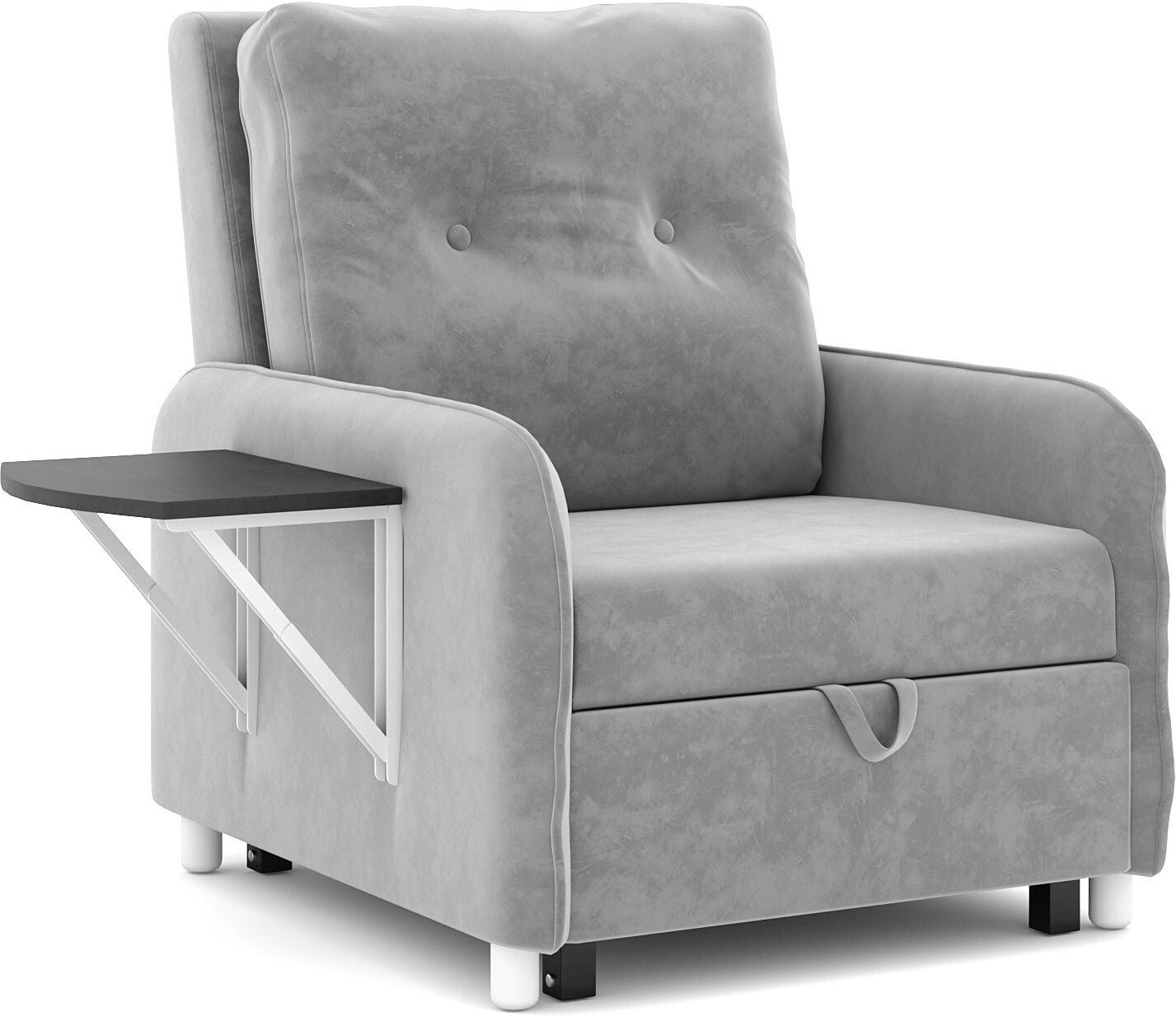 MULTI UTILITY CHAIR 1 Seater Single Solid Wood, Metal Pull Out Sofa Cum Bed (Finish Color - Grey Delivery Condition - DIY(Do-It-Yourself))