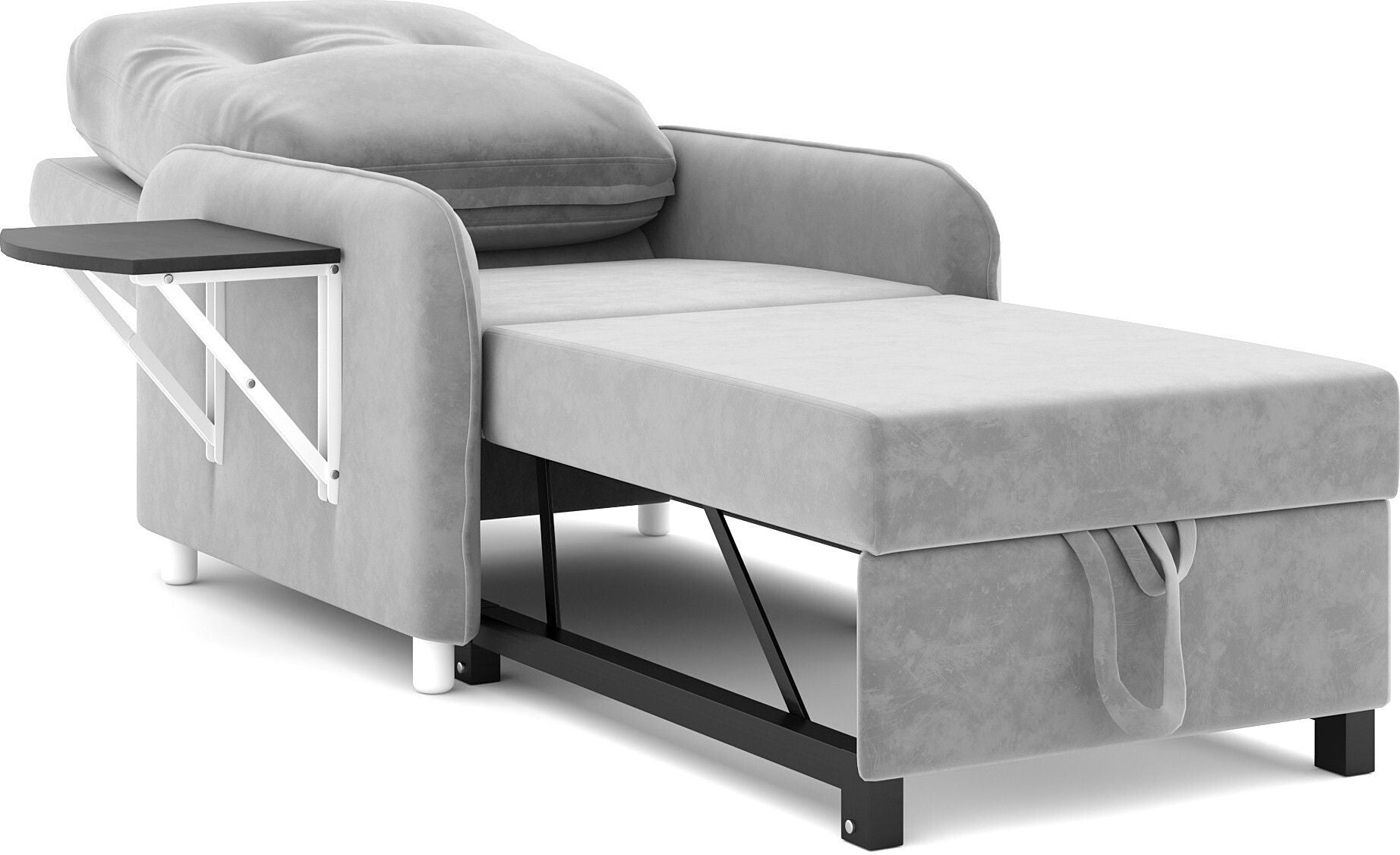 MULTI UTILITY CHAIR 1 Seater Single Solid Wood, Metal Pull Out Sofa Cum Bed (Finish Color - Grey Delivery Condition - DIY(Do-It-Yourself))