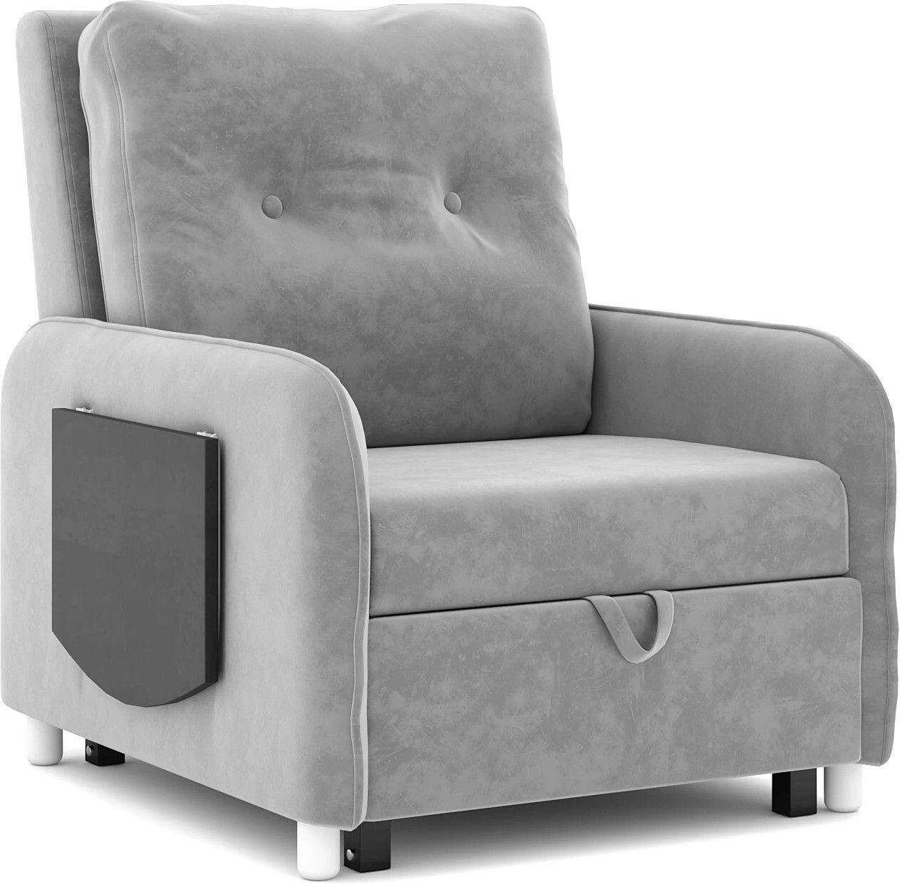 MULTI UTILITY CHAIR 1 Seater Single Solid Wood, Metal Pull Out Sofa Cum Bed (Finish Color - Grey Delivery Condition - DIY(Do-It-Yourself))